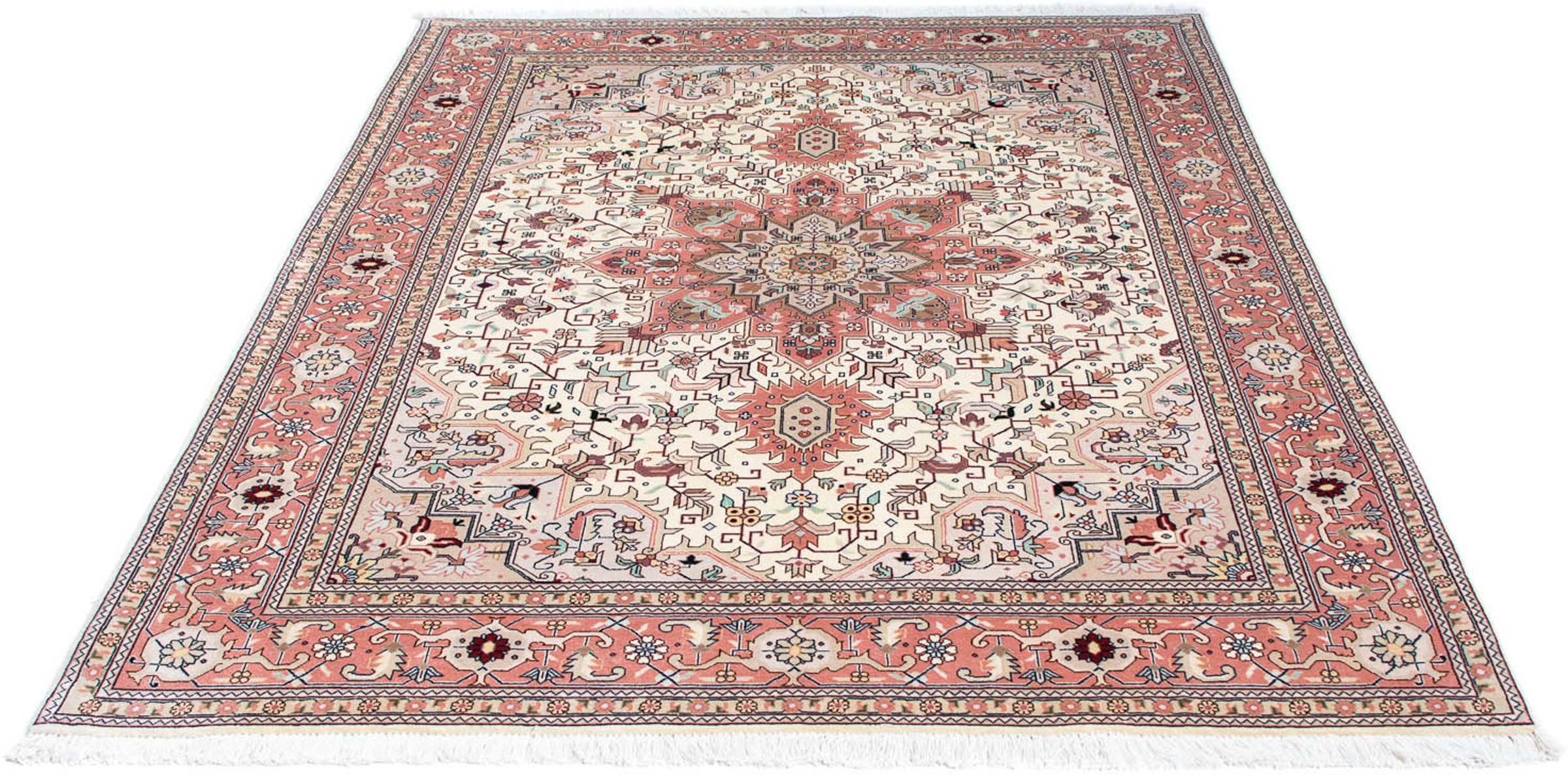 Image of morgenland Orientteppich »Perser - Täbriz - Royal - 200 x 150 cm - beige«, rechteckig, 7 mm Höhe, Wohnzimmer, Handgeknüpft, Einzelstück mit Zertifikat bei Ackermann Versand Schweiz