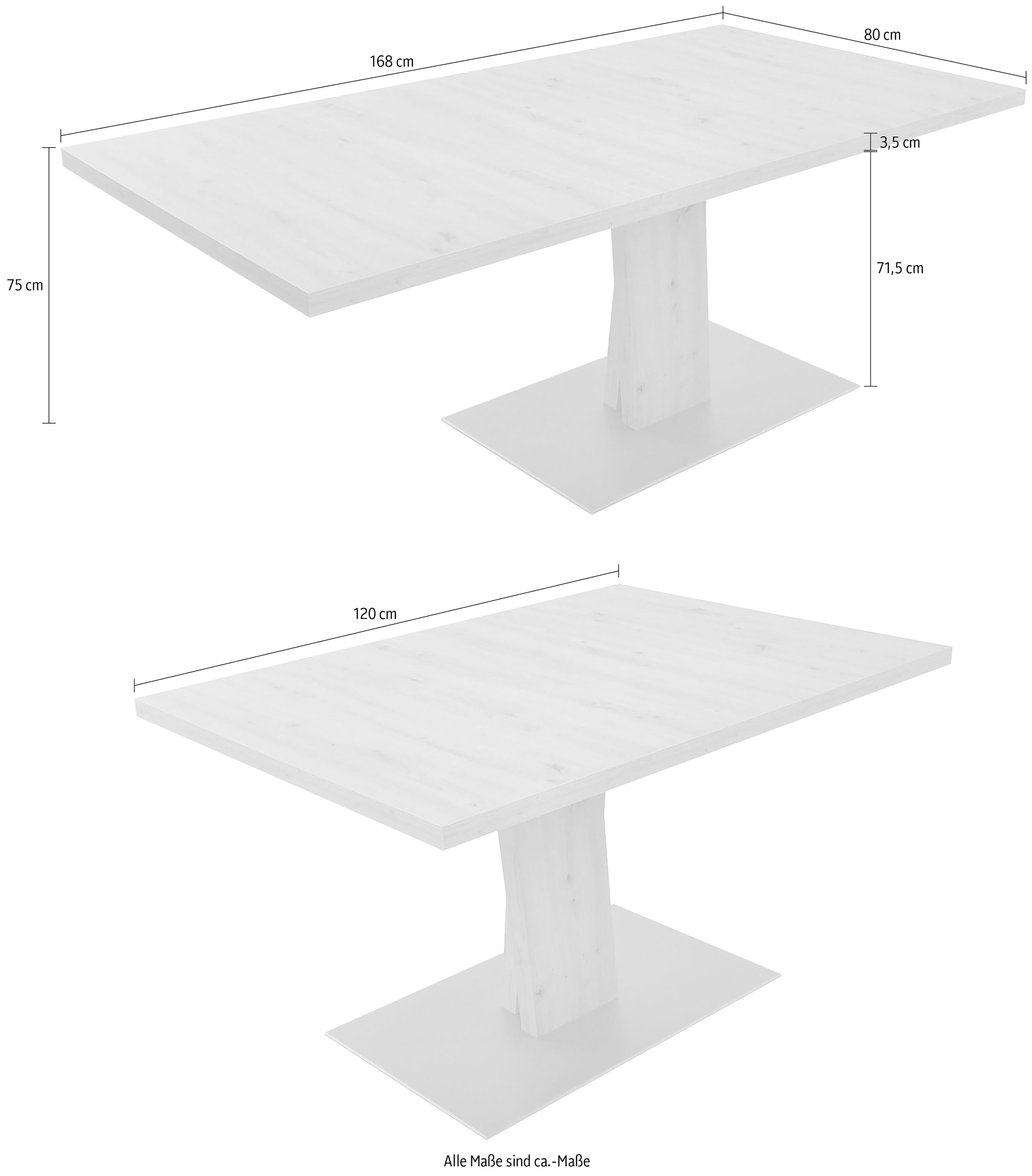K+W Komfort & Wohnen Table de salle à manger »Giacomo II Ausziehtisch« Imitation chêne Artisan, avec plaque coulissante, socle MDF