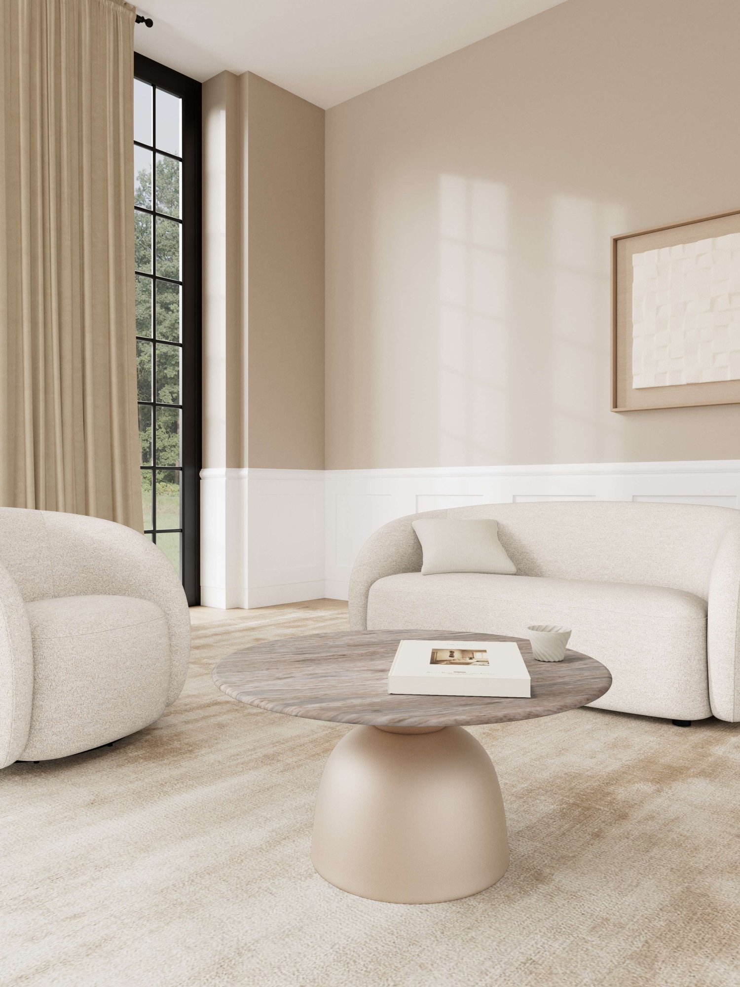 ACTONA GROUP Couchtisch »Ferrol, Tisch, Beistelltisch« grau, Marmor, Säule, 80x42cm