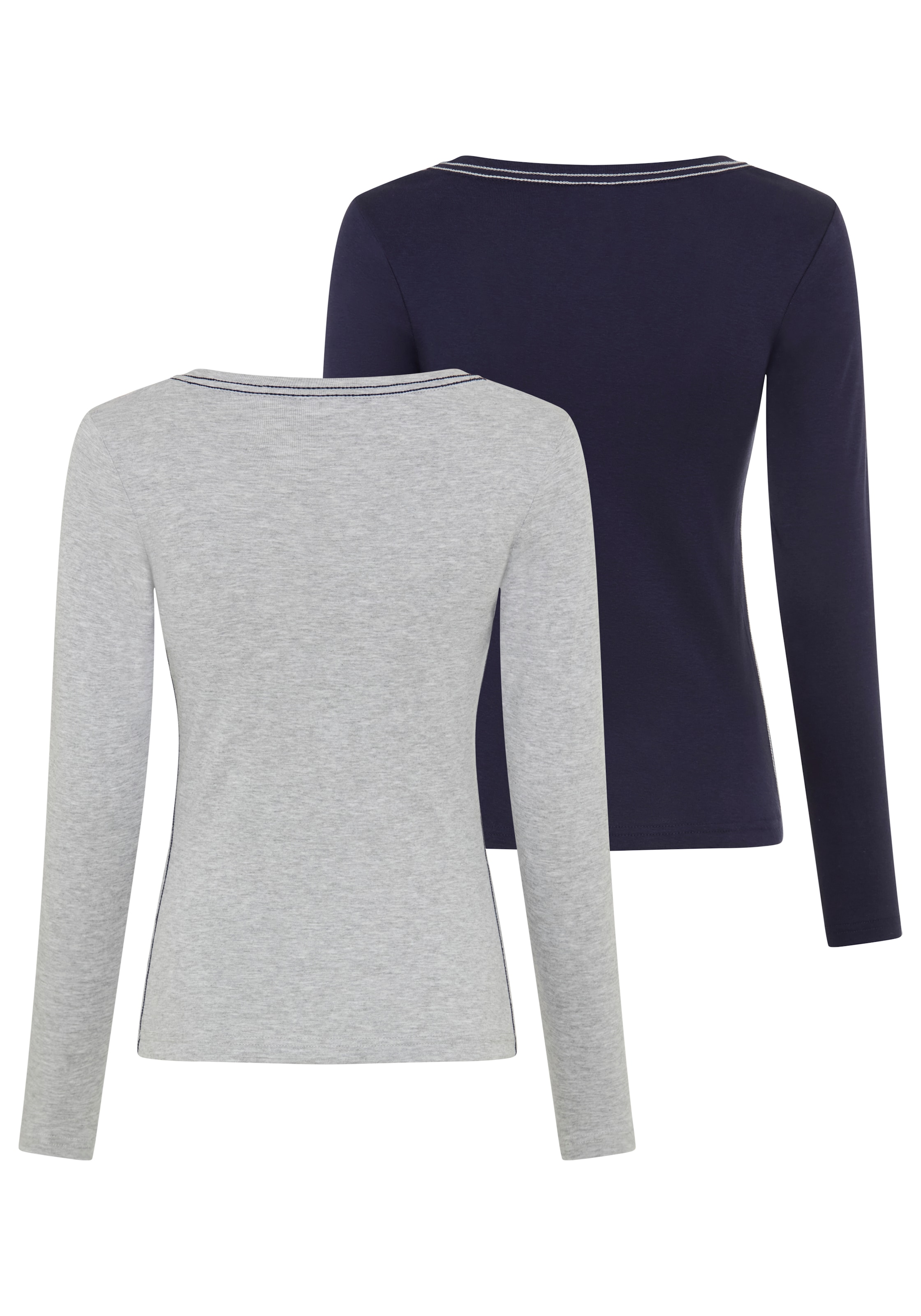 Image of KangaROOS Langarmshirt 2er-Pack, im 2er-Pack, hüftbedeckende Länge, Basic-Passform, Langarm