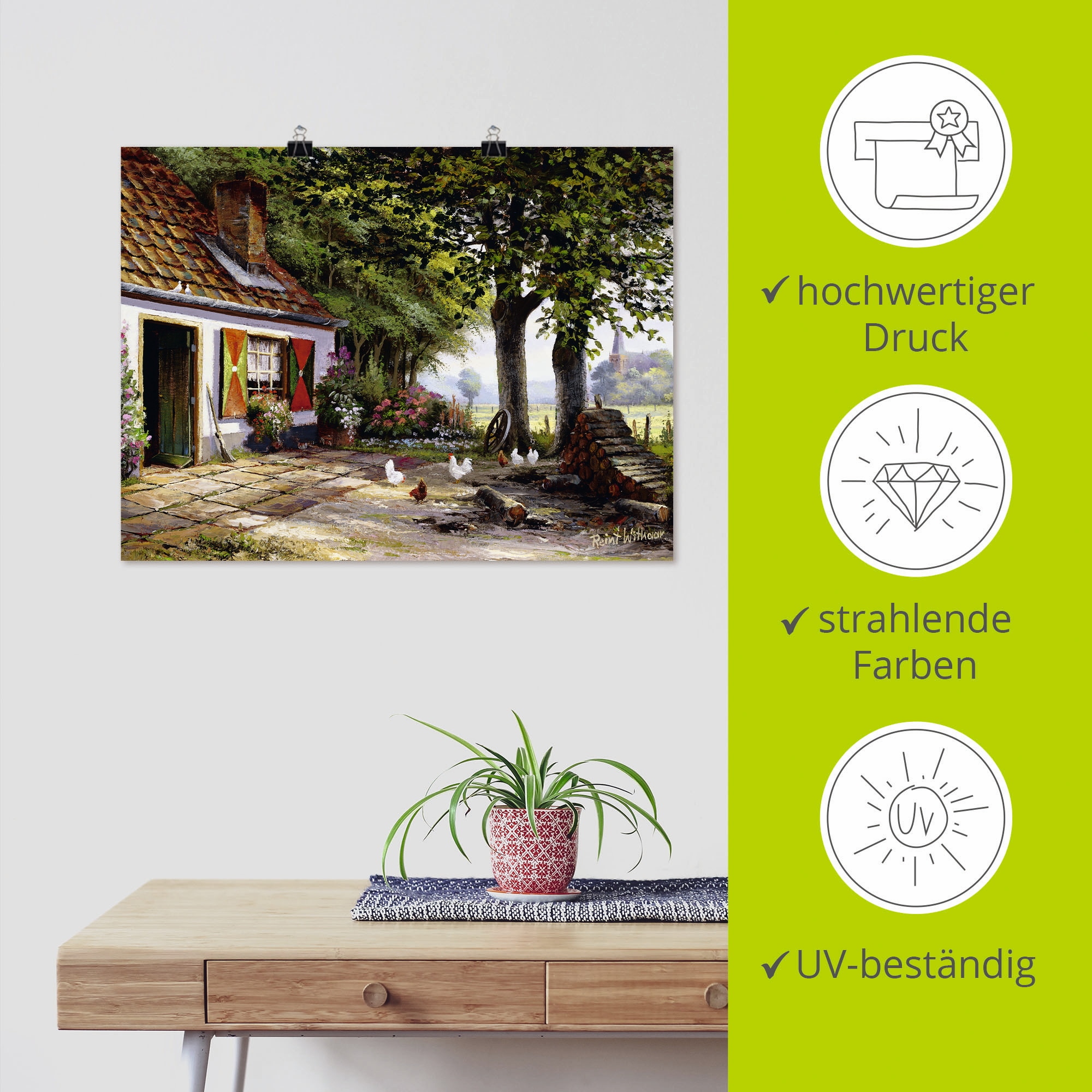 Artland Fresque murale »Hühner auf dem Hof« 1 cuis tlg. als Leinwandbild, Poster in verschied. Grössen