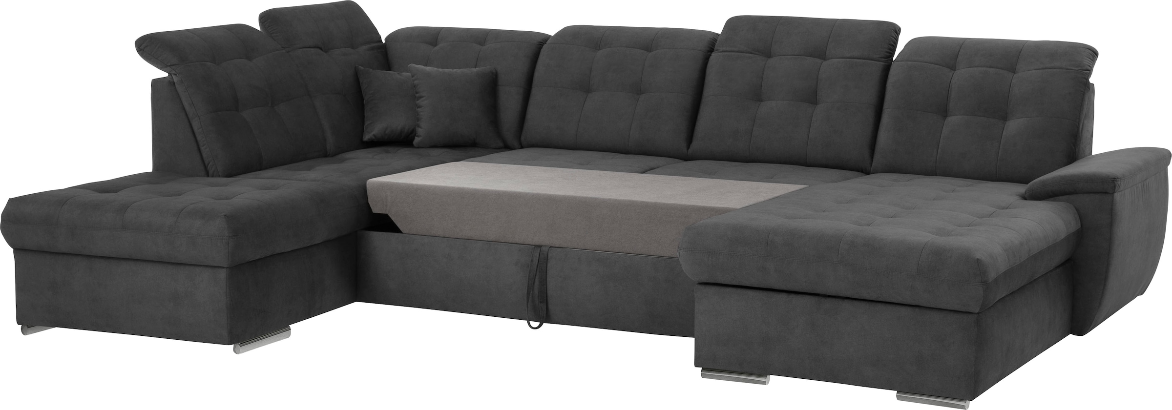 exxpo - sofa fashion Wohnlandschaft »Durango, aufwendige Sitz- und Rückenverarbeitung, bequem, U-Form«, inkl. Kopfteilverstellung, wahlweise mit Bettfunktion und Bettkasten
