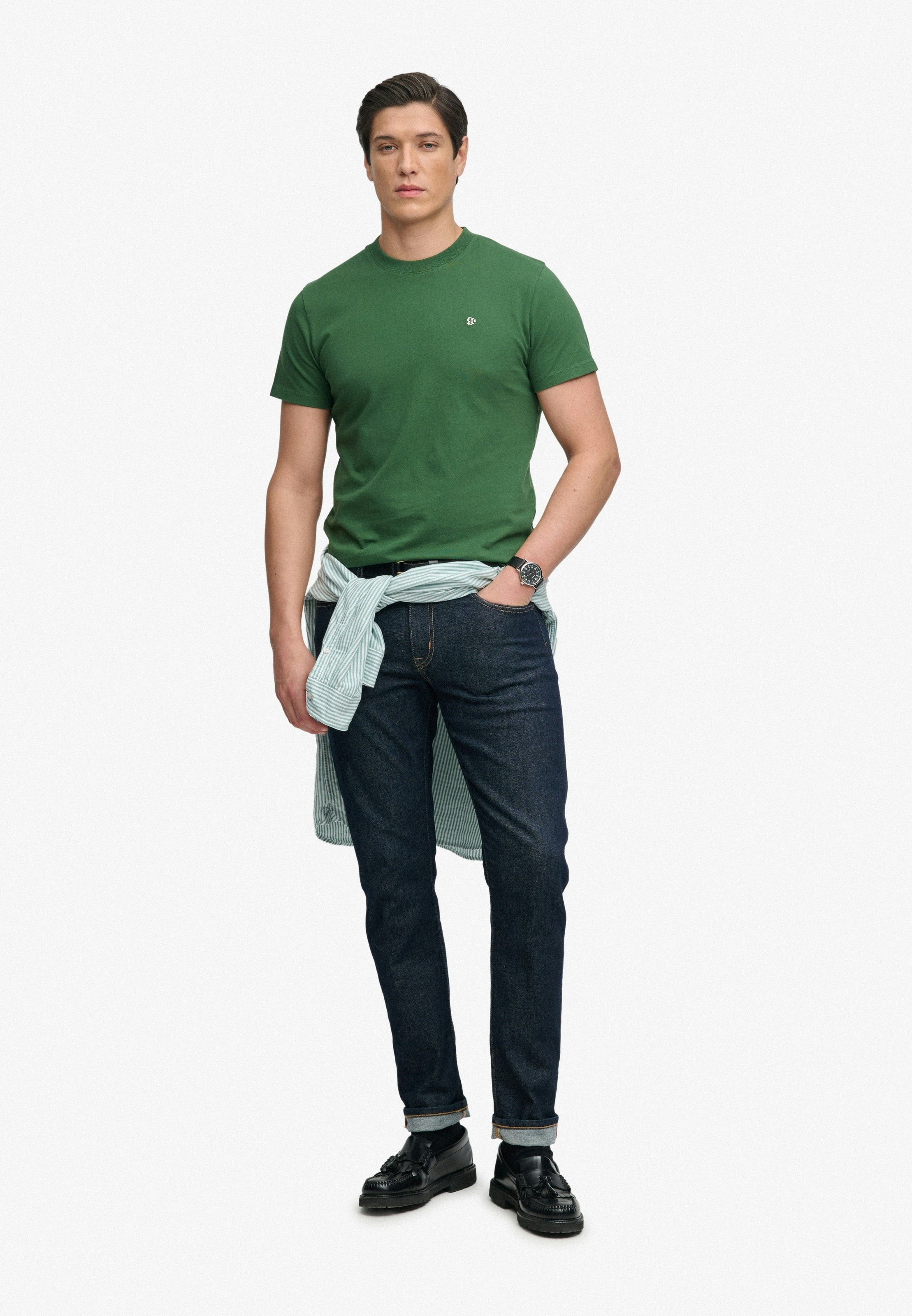 Superdry Shirt à col rond »ESSENTIAL SDCO LOGO EMB TEE« Baumwolle, regular fit