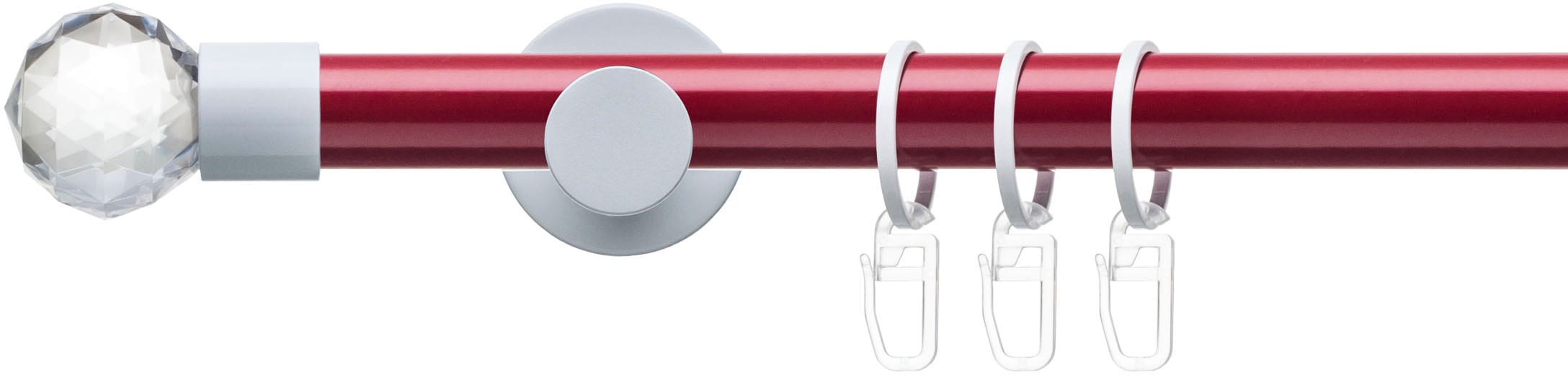 Image of Liedeco Gardinenstange "Fertigstilgarnitur 20 mm Power Celebration Facettkugel" Ø 2 mm 1 läufig-läufig Fixmass Gardinenstange Komplett, Farbkombination