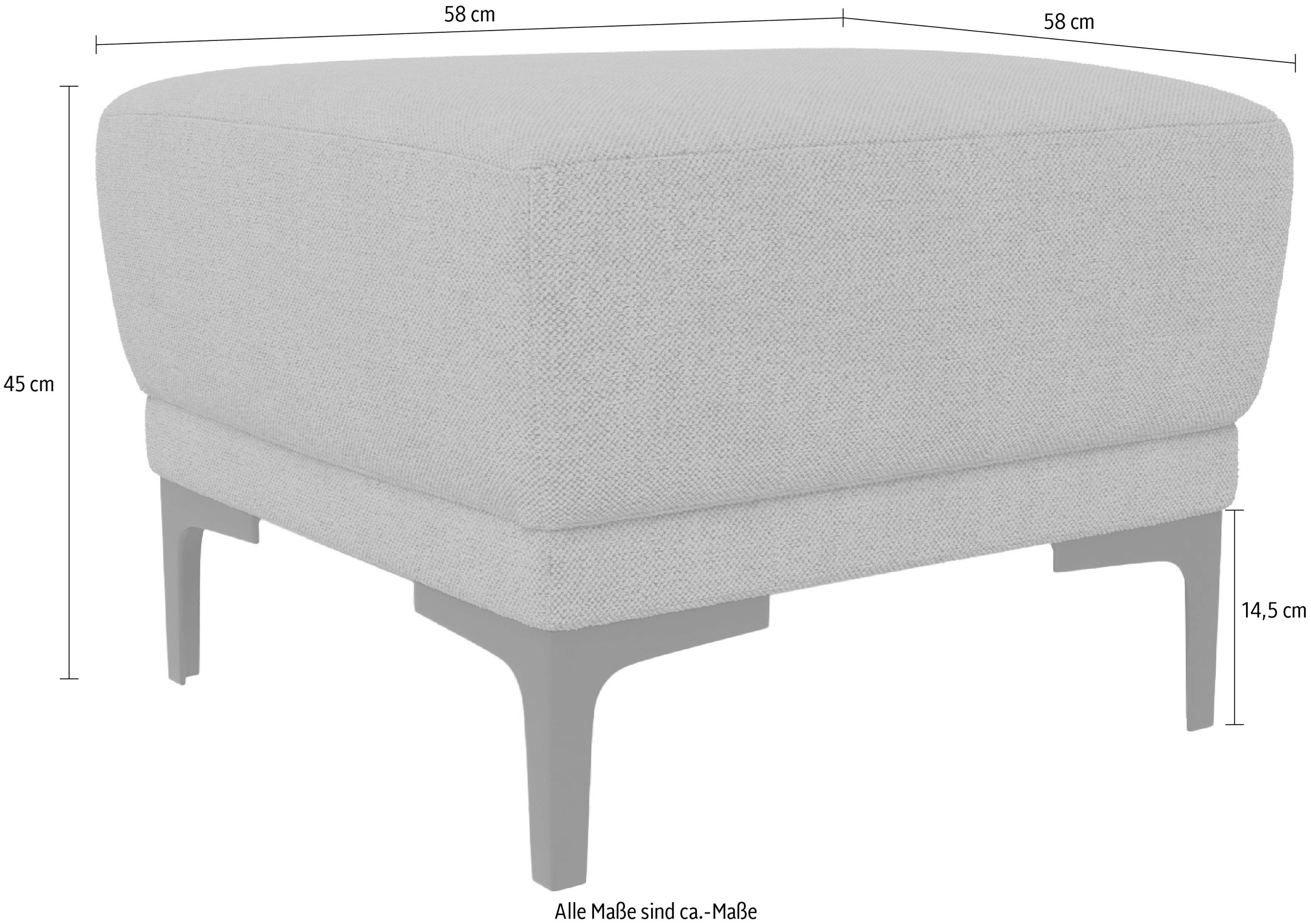 Places of Style Polsterhocker »Xander«, Breite 58 cm, Soft-Touch Chenille, schwarze Metallfüsse