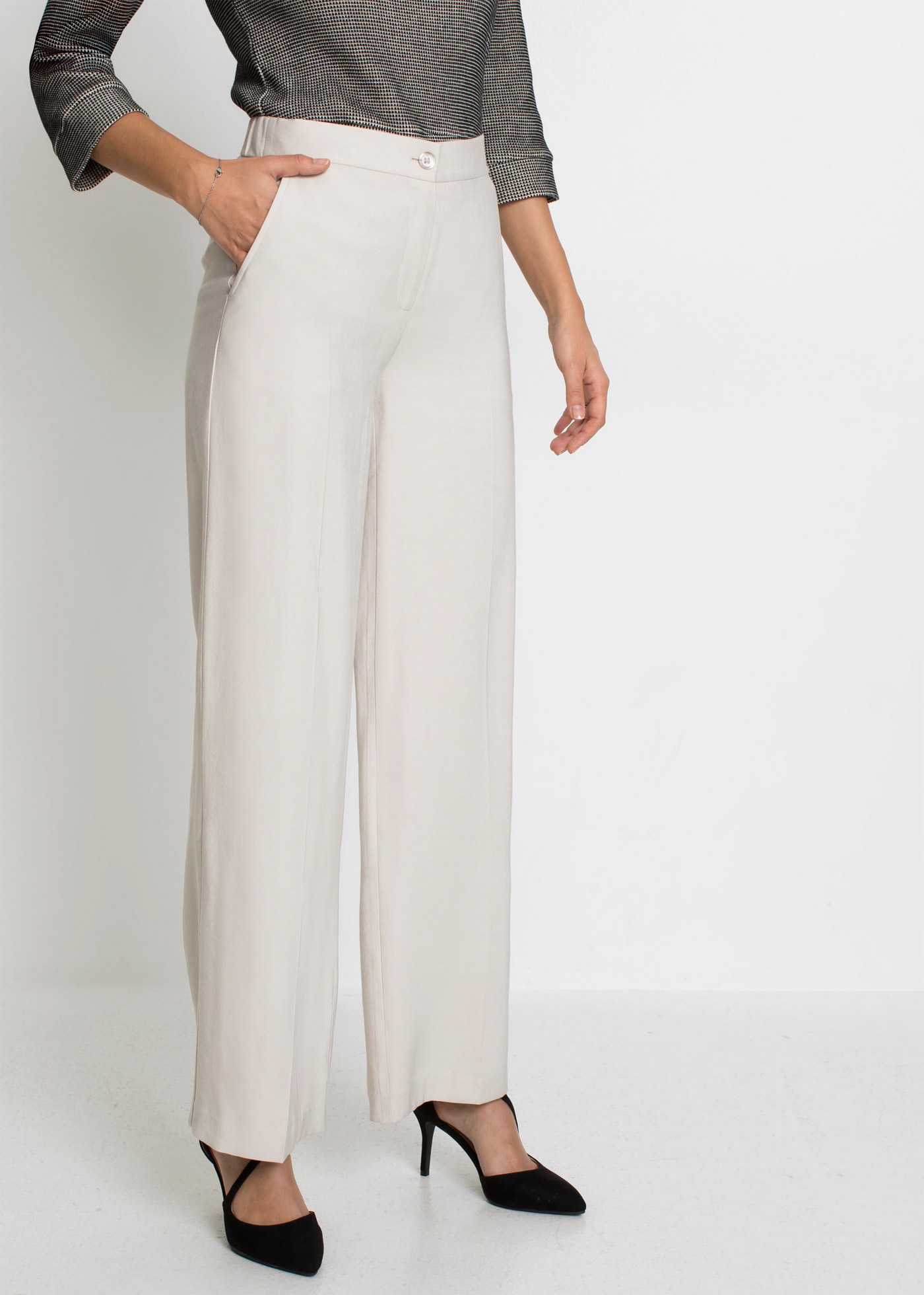 Image of bonprix Stoffhose "Leichte Marlenehose mit Viskose" Marlenehose, Loose Fit, weites Bein, femininer Stil