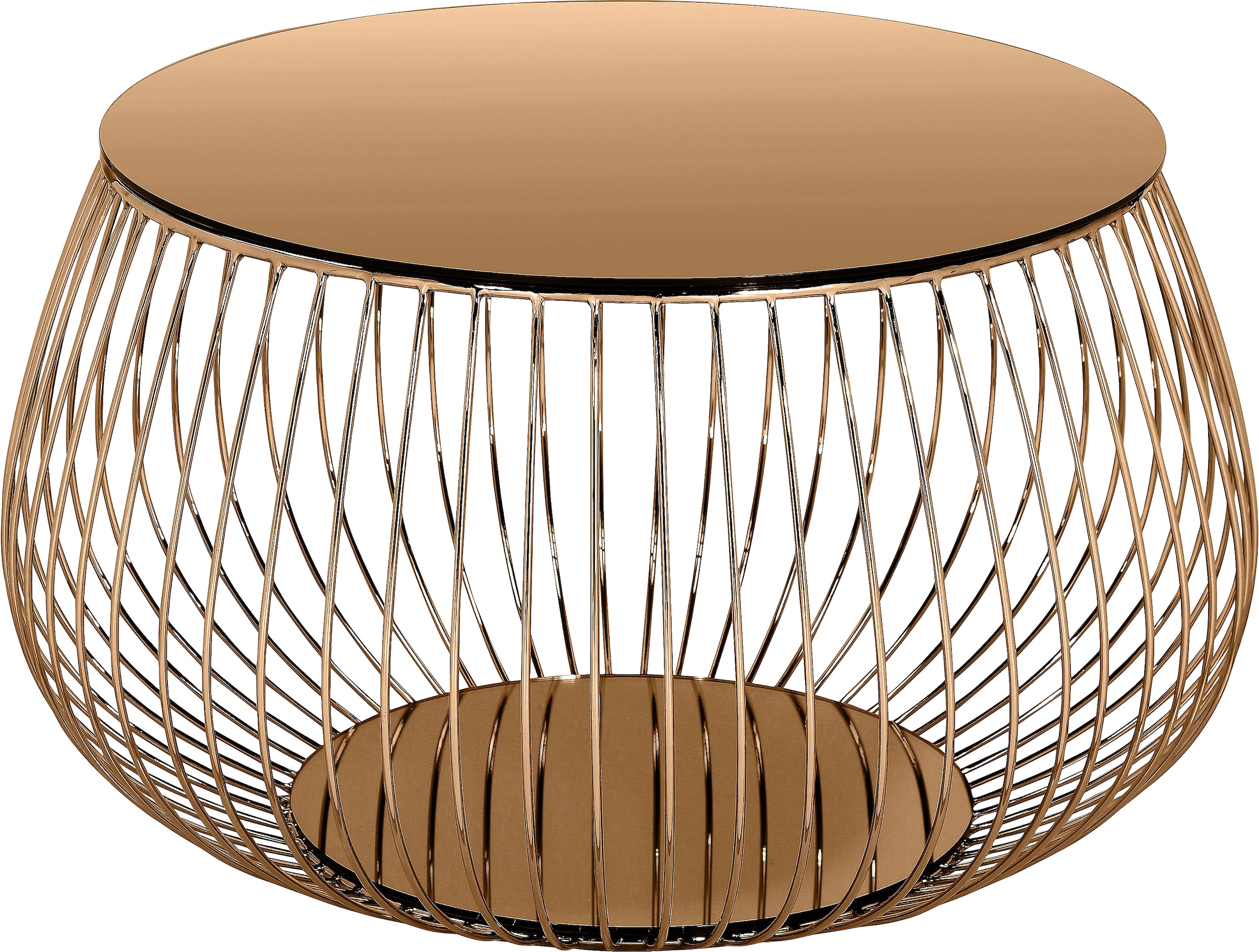 Image of SalesFever Couchtisch "Coffeetable: Stilvolle Wohnzimmer-Ergänzung" Kristallklare Eleganz mit Marmoroptik, rosegoldfarben