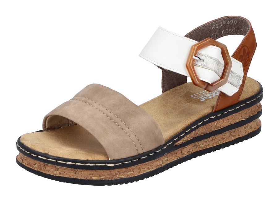 Sandale, Sommerschuh, Sandalette, Keilabsatz, mit Laufsohle in Kork-Optik