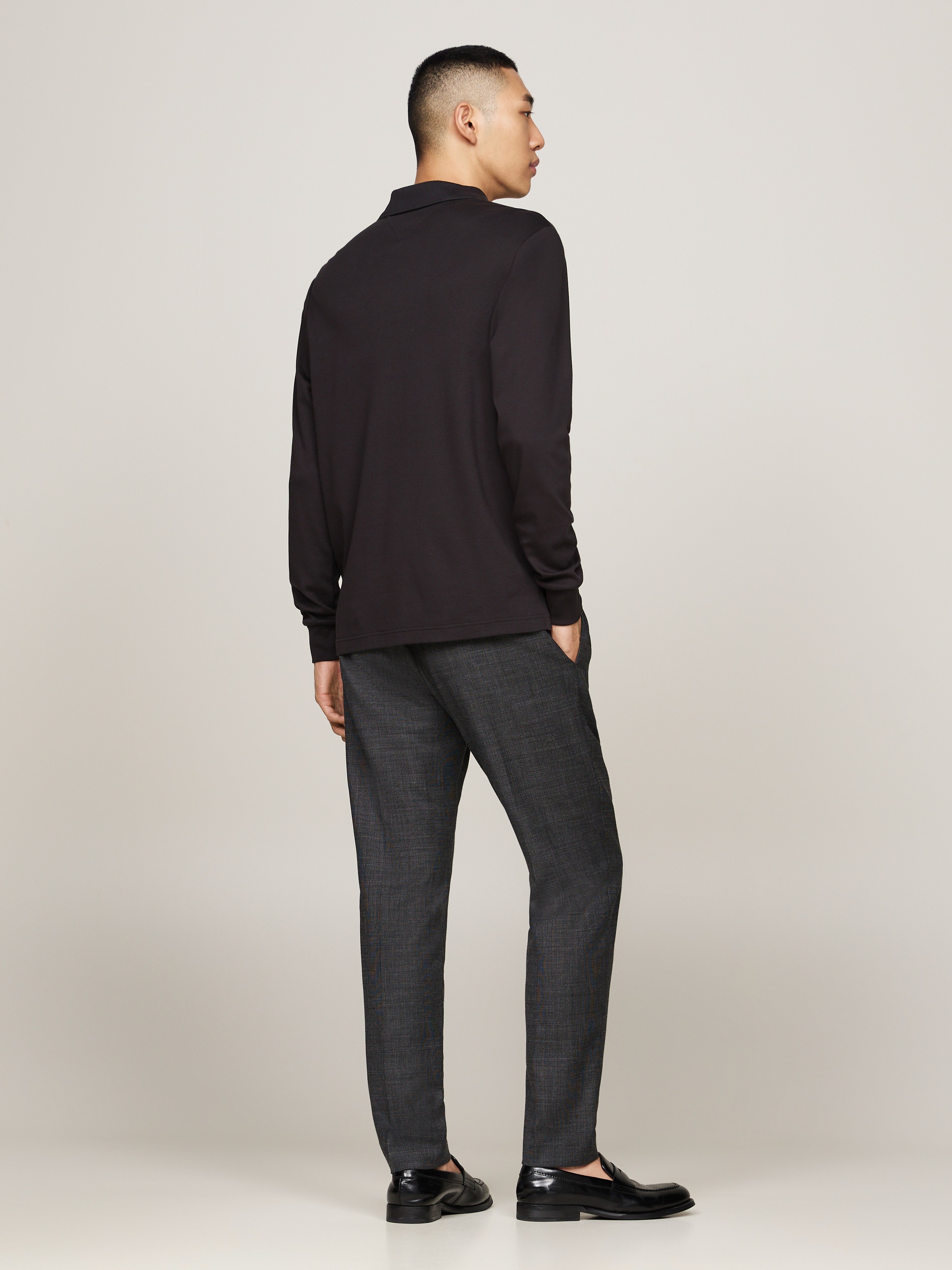 Tommy Hilfiger Polo à manches longues »L/S LIQUID COTTON REG POLO mit Jersey und Markenlabel« unifarben, casual, regular fit, Baumwolle, Polokragen