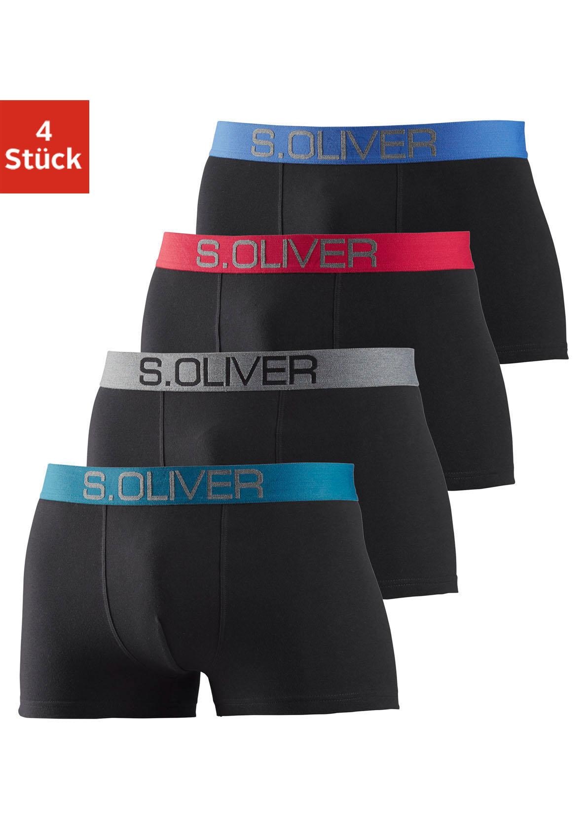s.Oliver Boxer »Boxershorts für Herren« Packung, 4 Stk. mit kontrastfarbenem Webbund