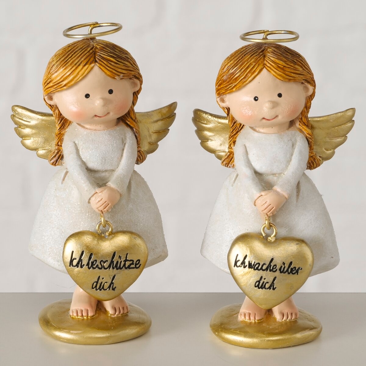GOODproduct Dekofigur »2er-Set, Glücksbringer mit handgemalten Details und Schriftzügen« Schutzengel, ca. 10cm hoch, liebevolle Geschenkidee