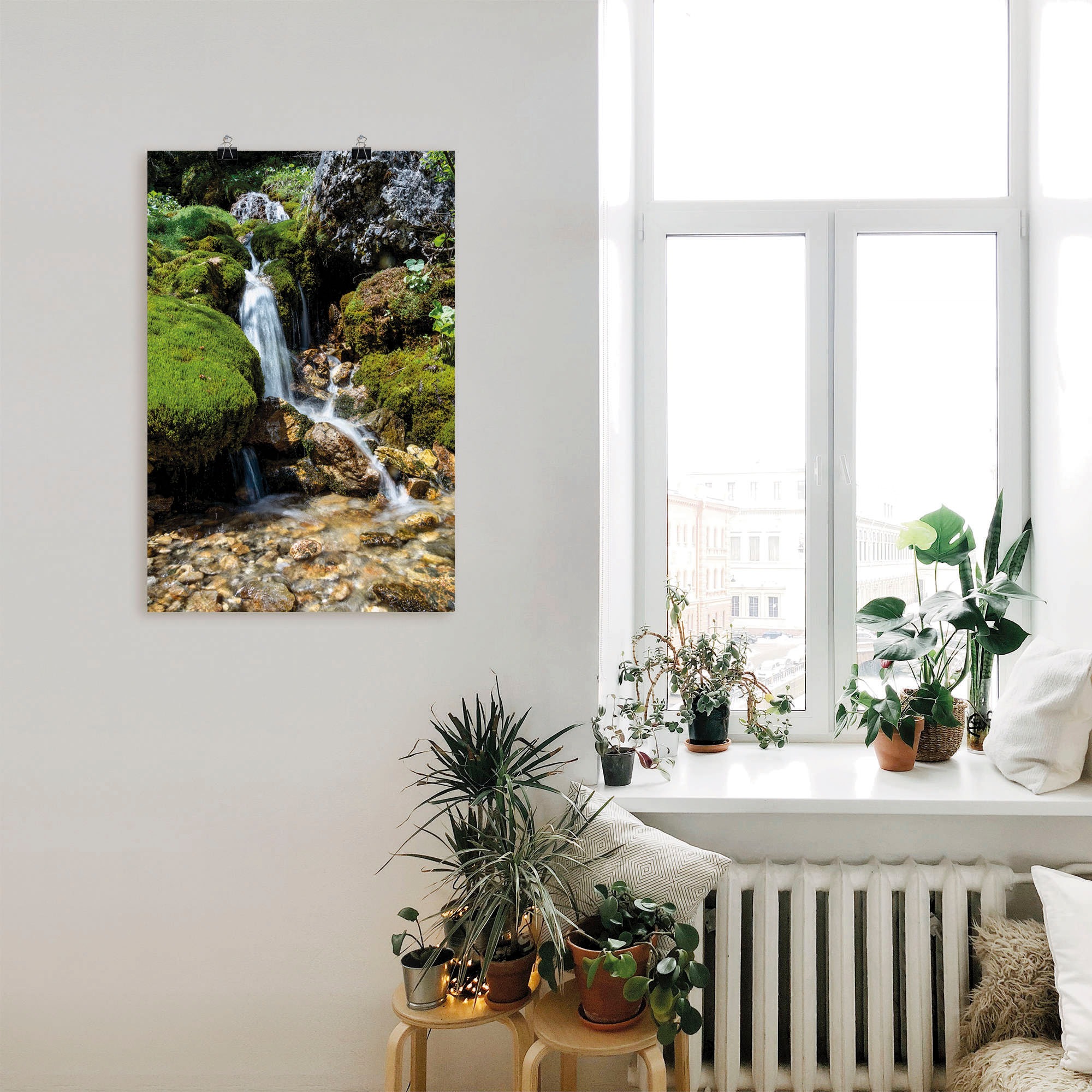 Artland Wandbild »Kleiner Wasserfall in den Bergen«, Gewässer, (1 St.), als Leinwandbild, Poster, Wandaufkleber in verschied. Grössen