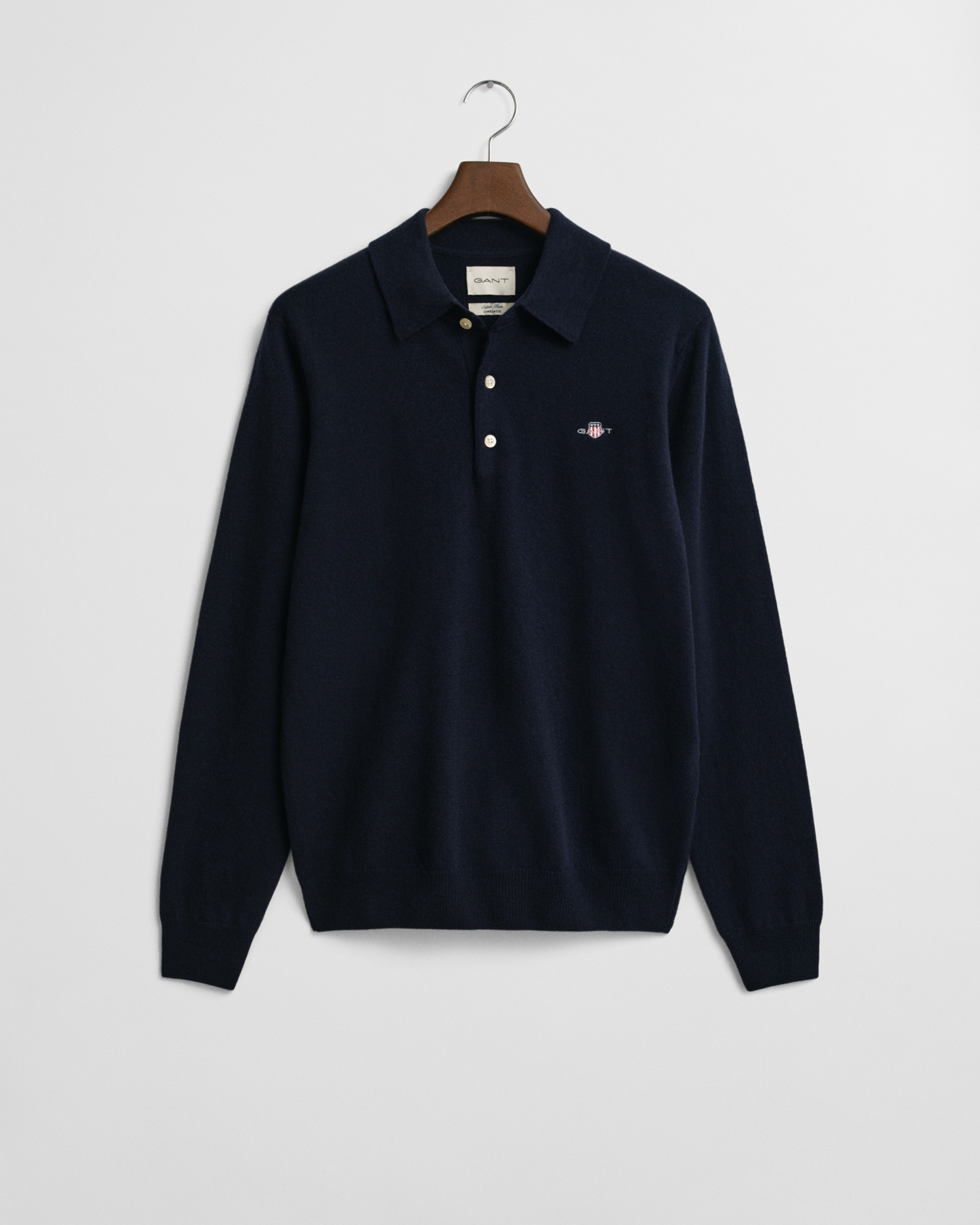 Image of Gant Polokragenpullover "SUPERFINE LAMBSWOOL" mit Knöpfen, regular fit, Wappenstickerei