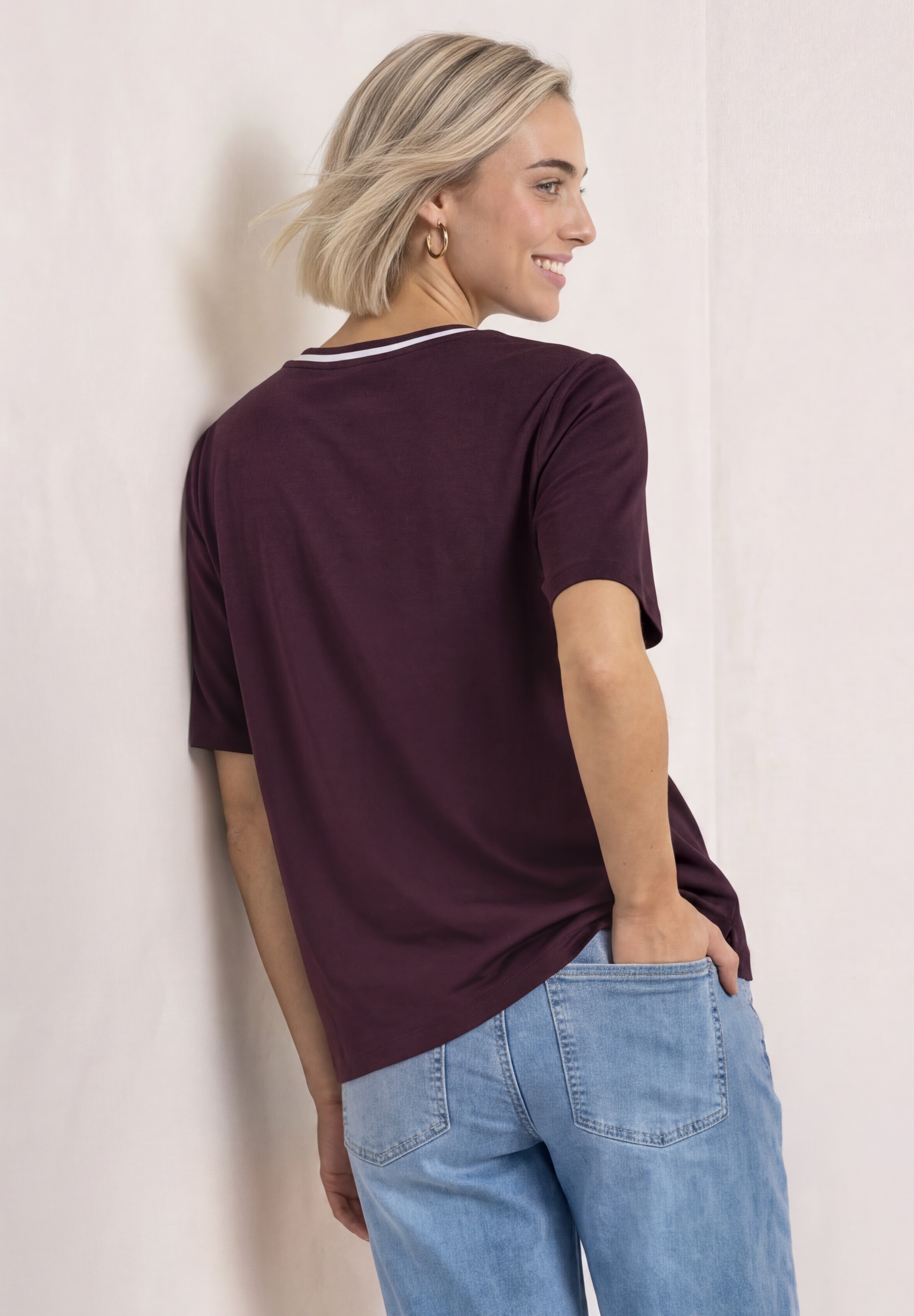 STREET ONE T-shirt à manches courtes T-shirt d'été avec détails contrastés