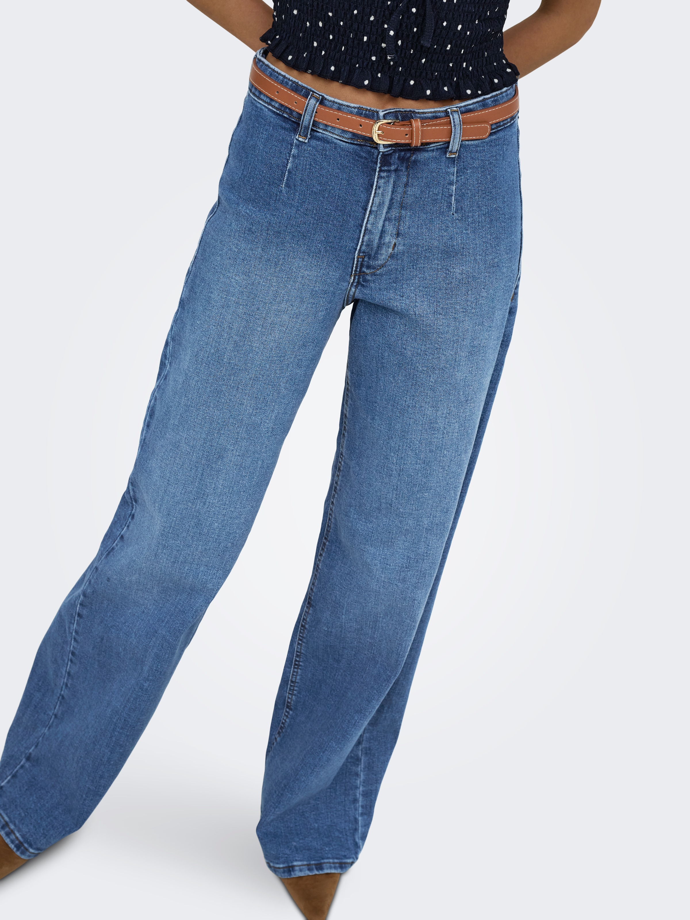 ONLY Jeans taille haute »ONLMADISON HW WIDE BELT DNM TAI635« mélange de coton