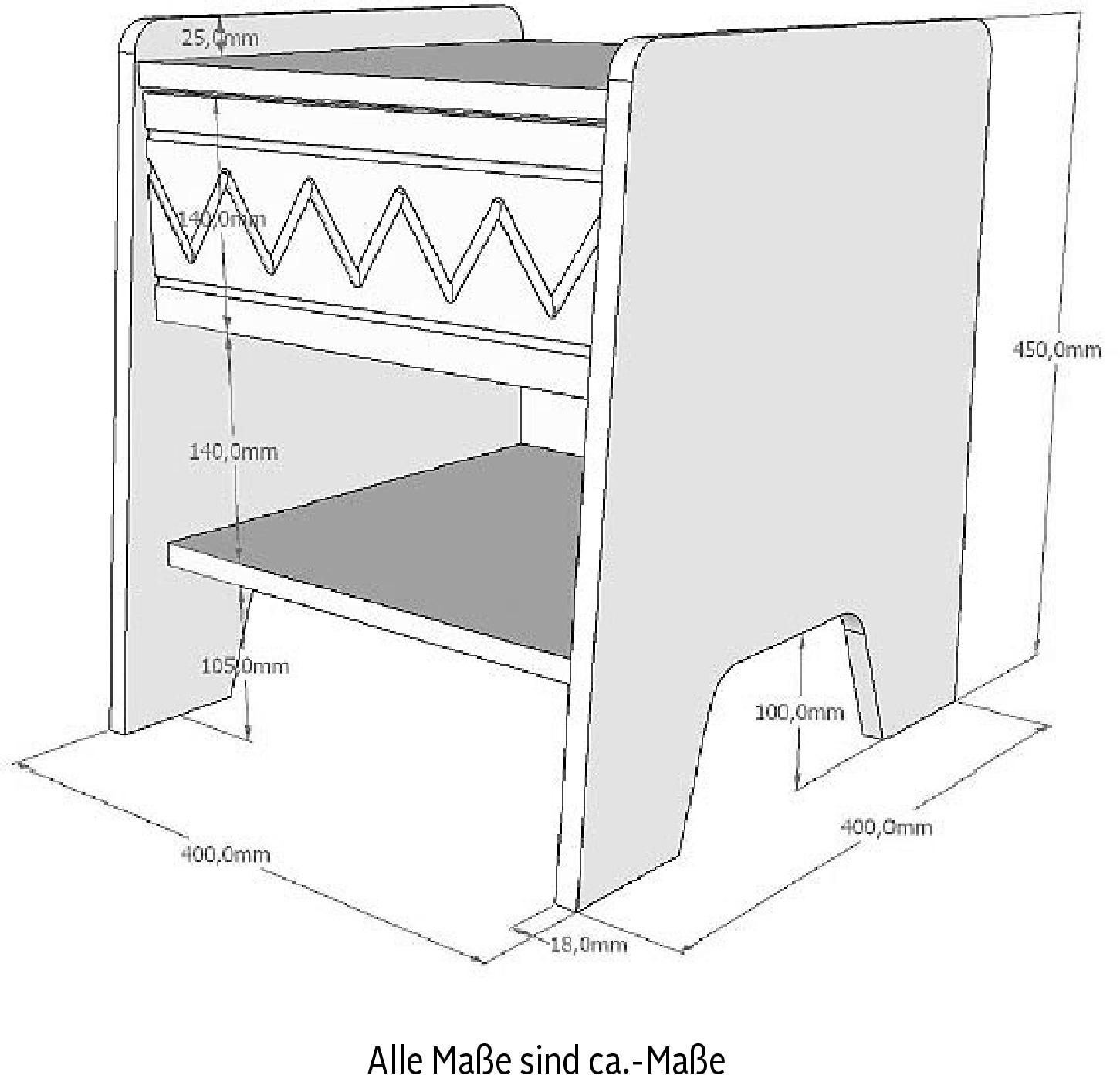 Vipack Table de nuit Fabriqué en Europe,  table de nuit avec tiroir et niche ouverte, positionnable à droite/gauche