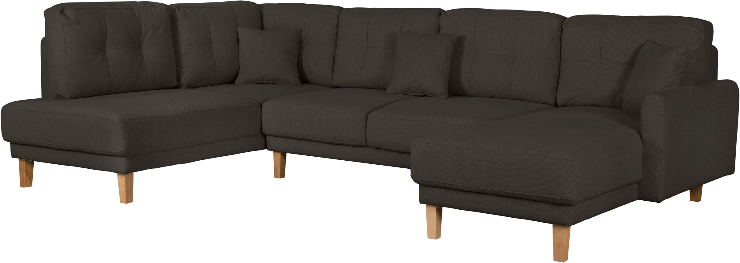 Home affaire Wohnlandschaft »TRIPLO U-Form wahlweise mit Schlaffunktion, B/T/H: 310/192/90 cm«, Schlafsofa, auch mit Bettkasten, Steppung im Rückenkissen