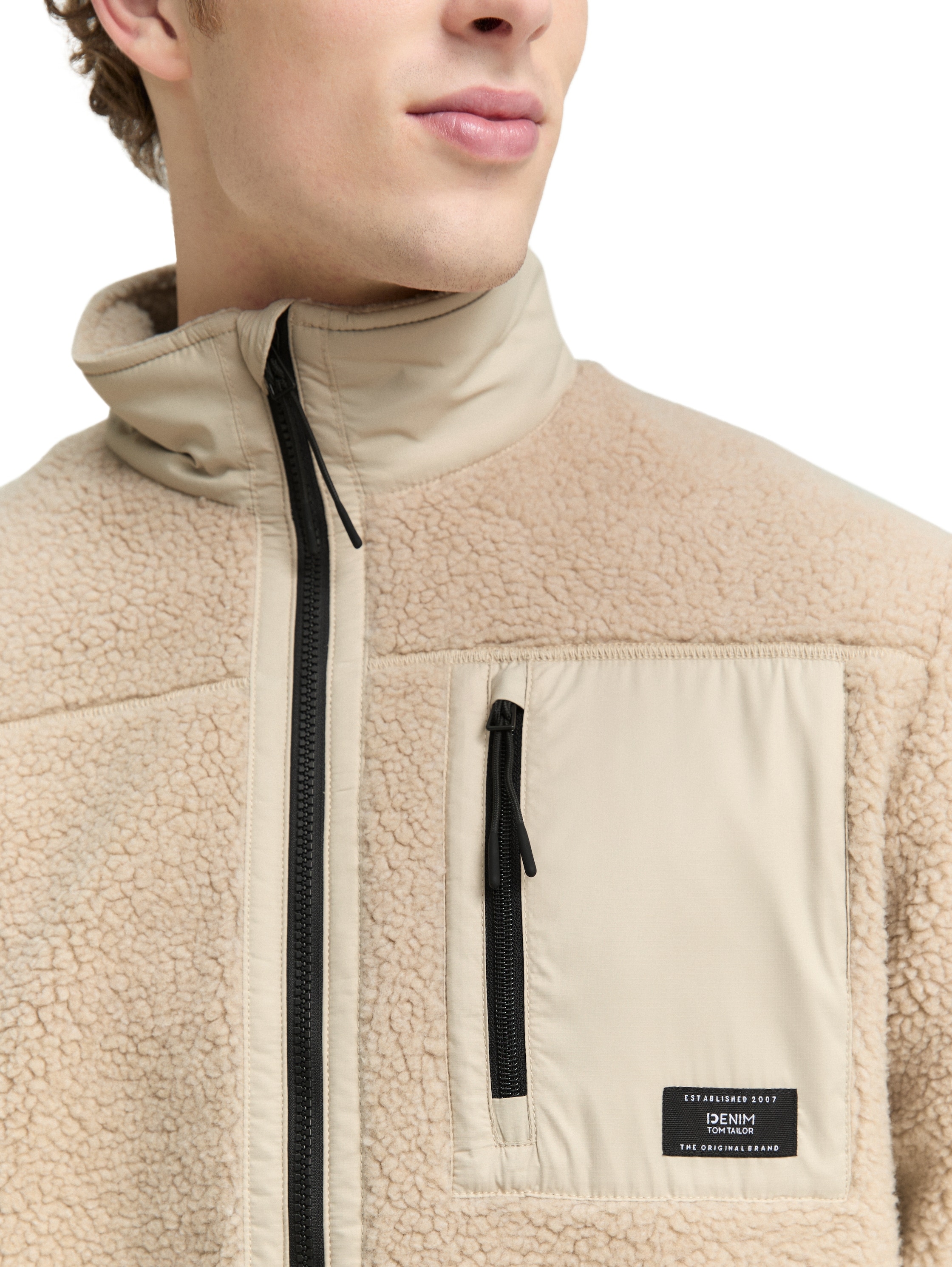 TOM TAILOR Denim Fleecejacke, mit Logo Stickerei