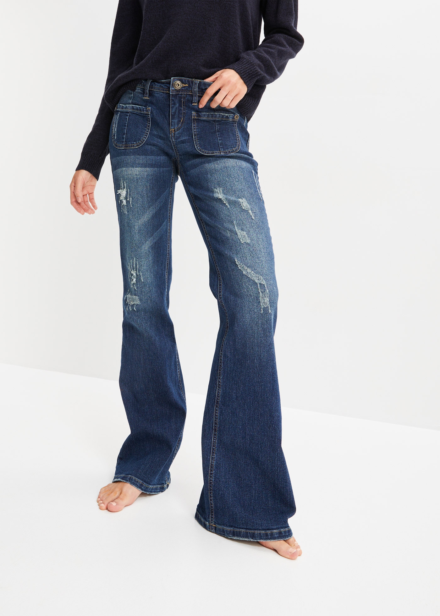 Image of bonprix Schlagjeans Regular Fit, mit Elasthan-Anteil, auffällige Waschung