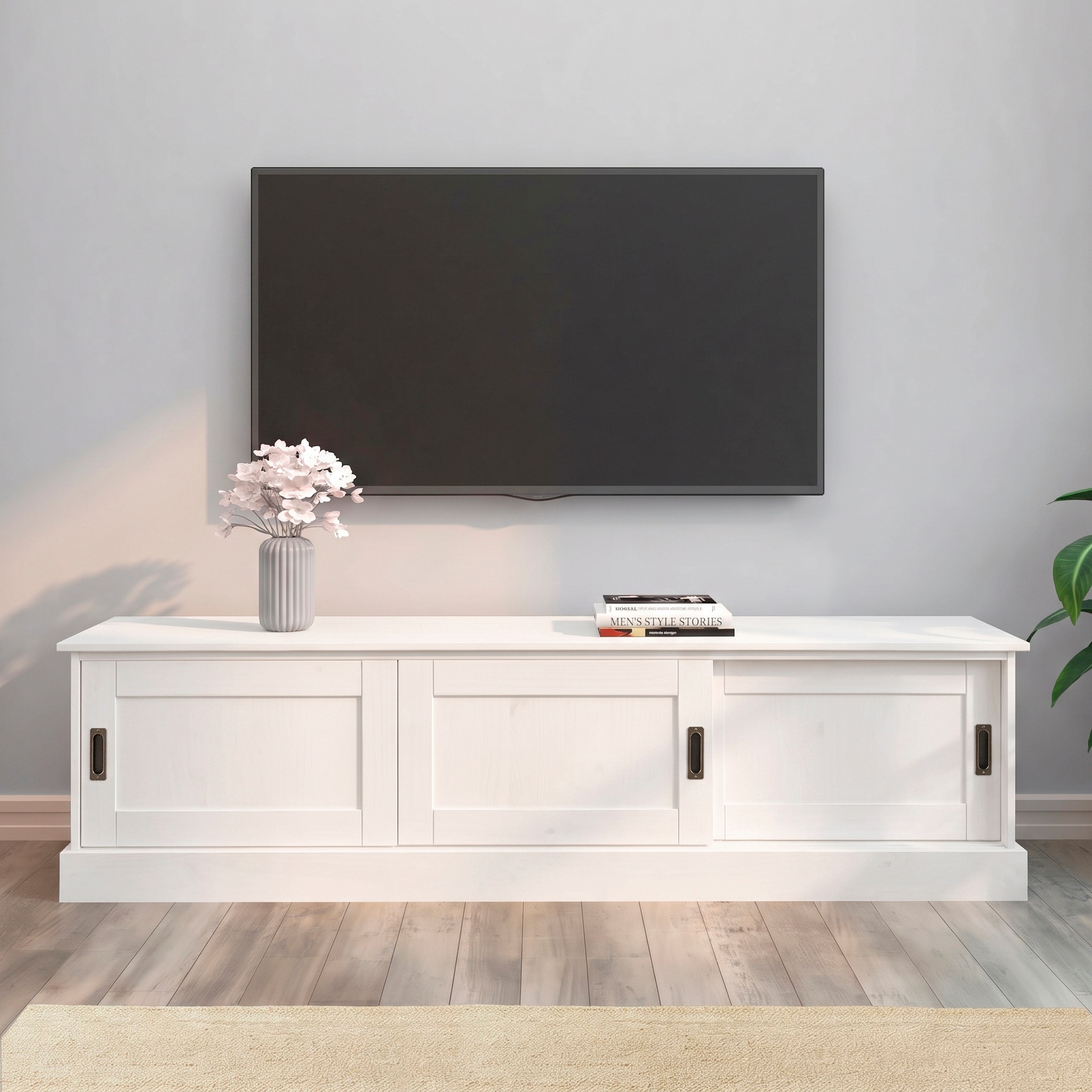 Image of GOODproduct Lowboard "Schröder" Kommode mit 3 Schiebetüren, aus massivem Kiefernholz