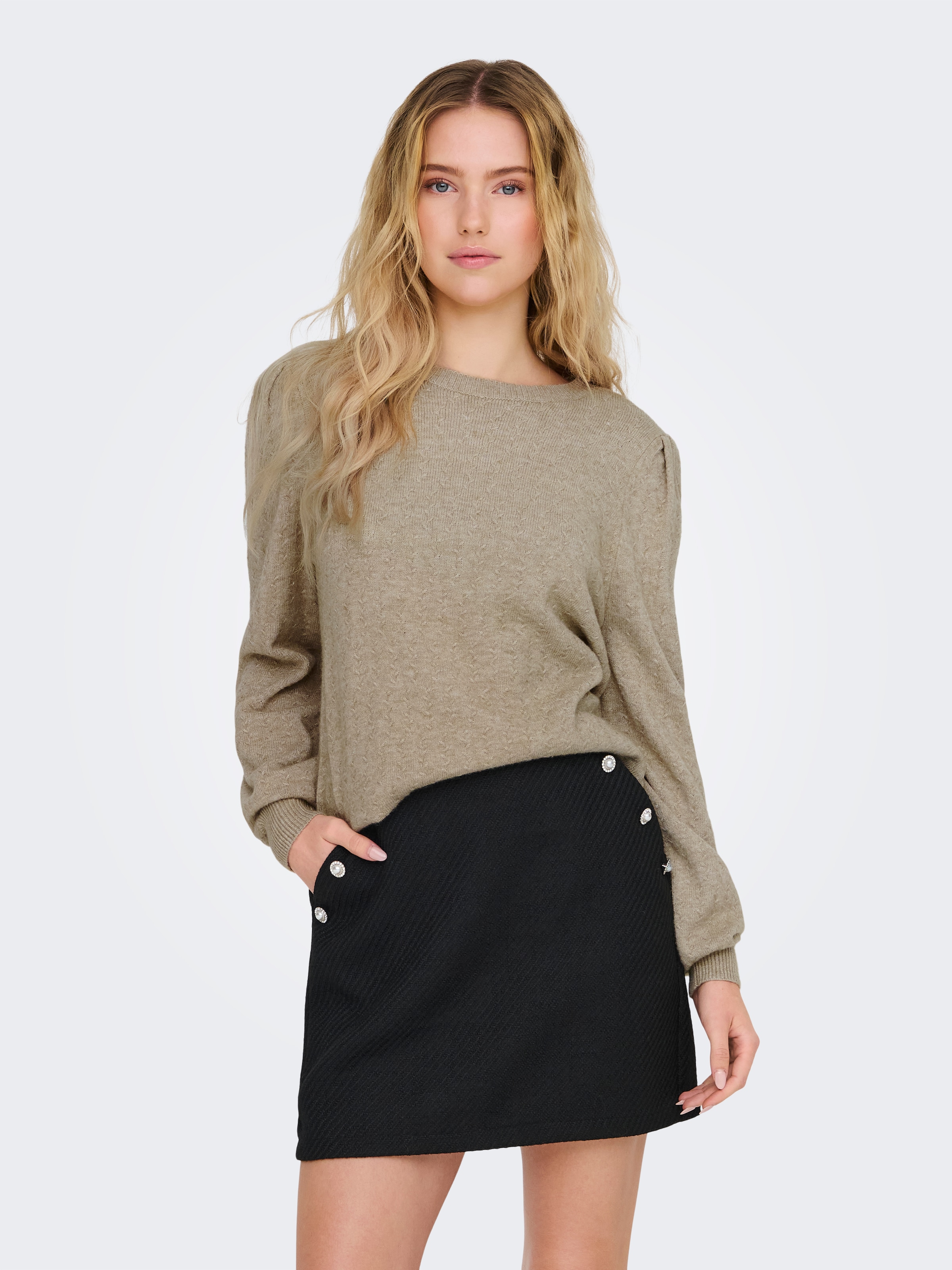 Image of ONLY Rundhalspullover "ONLKATIA LS STRUCTURE PUFF O-NECK CC KNT"
