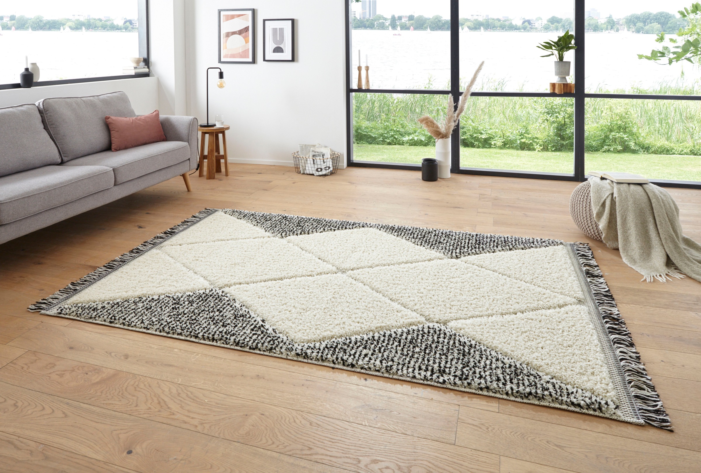 HANSE Home Hochflor-Teppich »Sinai«, rechteckig, 35 mm Höhe, Sisal-Optik, Hoch-Tief Struktur, Robust, Pflegeleicht