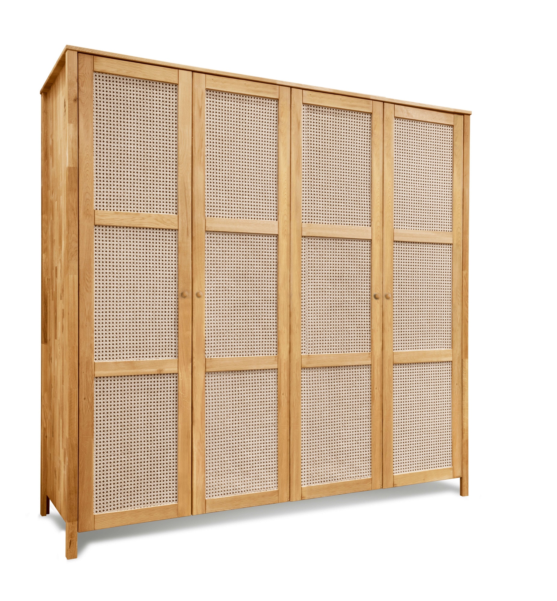 Image of Home affaire Kleiderschrank "Hällevik, Kleiderschrank, Aufbewahrung, Stauraum, Soft-Close-Funktion" Massive FSC-zertifizierte Eiche geölt, Fronten mit Wiener Geflecht
