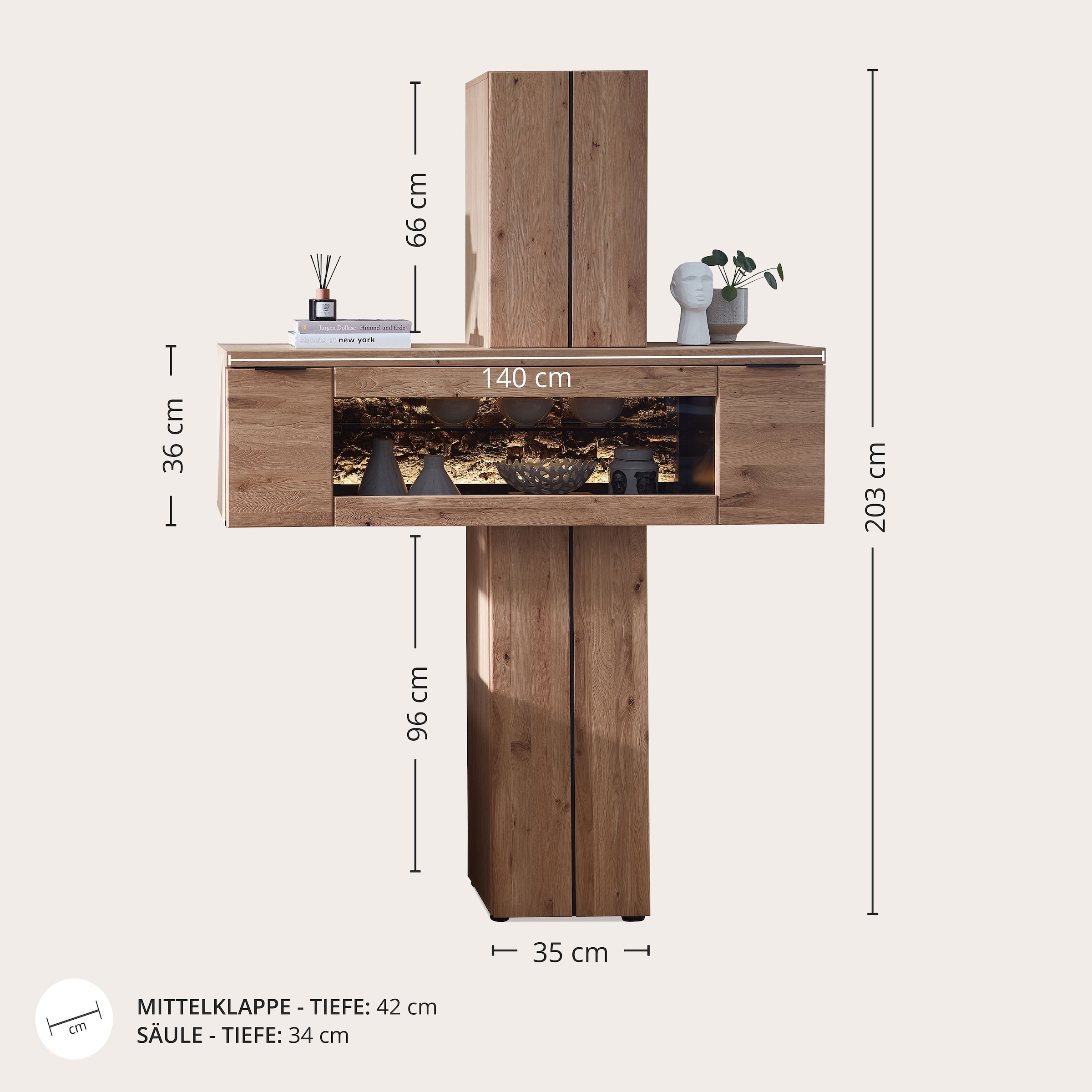 Wohnconcept Wohnwand »Donna Wohnwand, 303x203x50 (BxHxT) Echtkork Absetzung« 3 Stk. tlg.