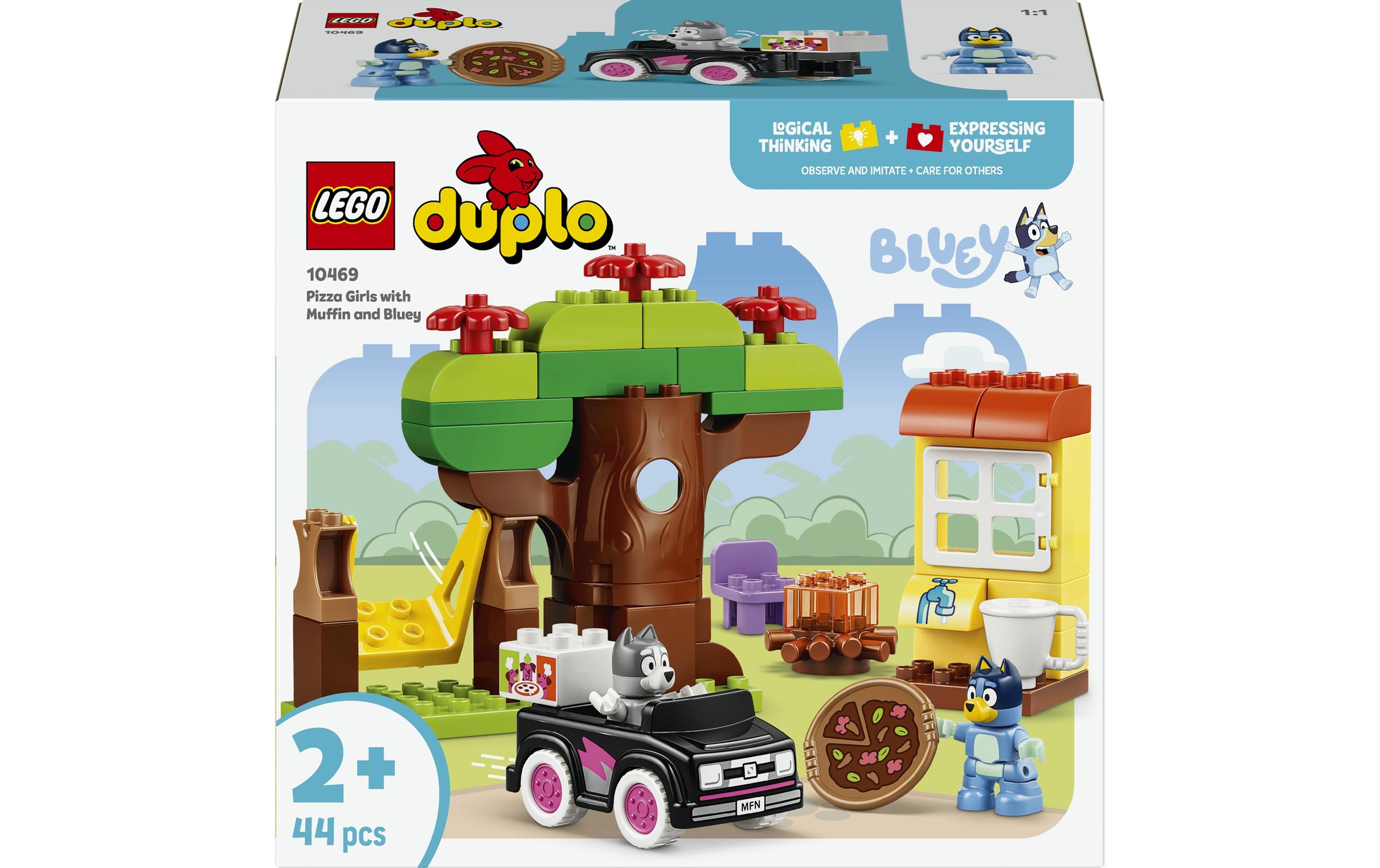 Image of LEGO Konstruktionsspielsteine "Pizza-Schwestern mit Muffin und Bluey (10469), LEGO DUPLO Bluey" Made in Europe