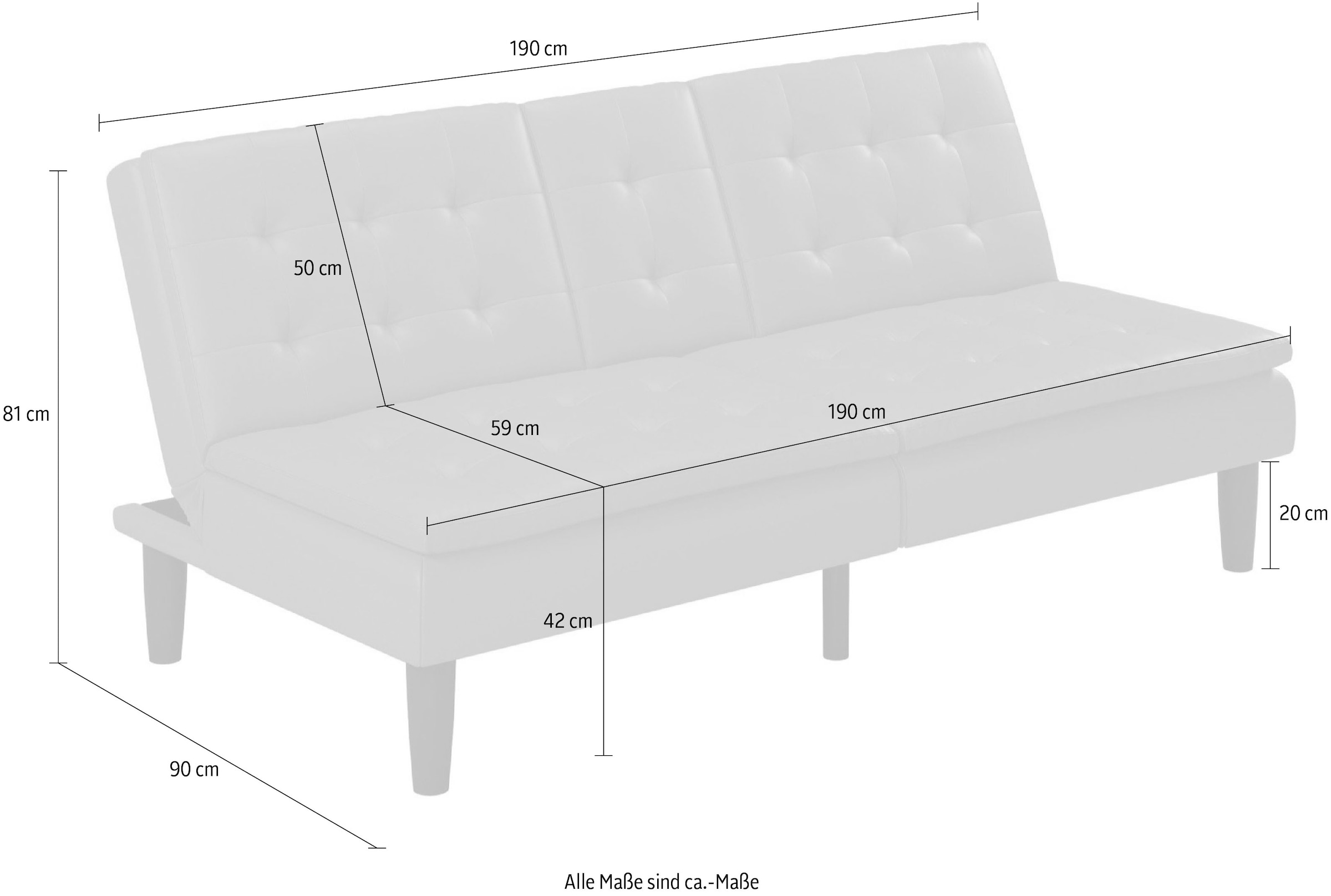 Dorel Home Schlafsofa »MAINE, Kinosofa mit Relax- und Bettfunktion,«, mit 2 Getränkehaltern, Liegefläche 190 x 110 cm