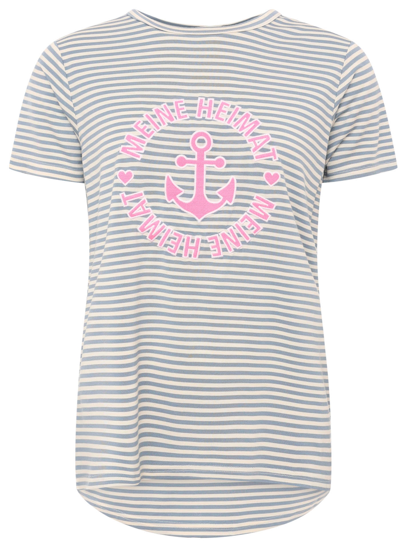 Zwillingsherz T-Shirt »"Heimat Anker"« gestreift, rundes Motiv mit Anker, Rundhals