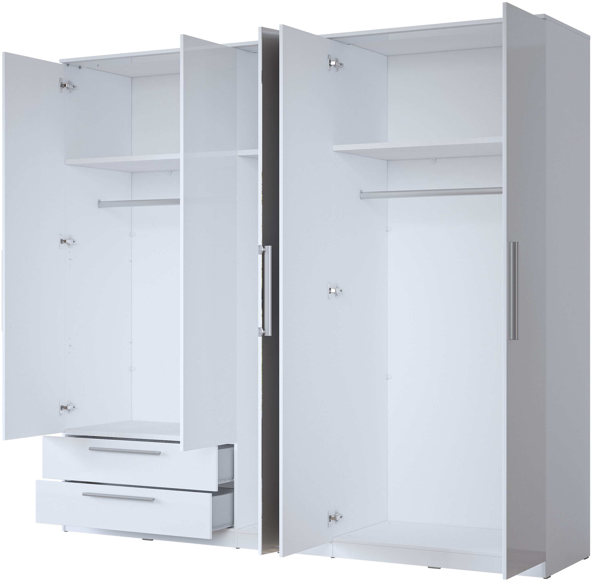 INOSIGN Kleiderschrank »India, FSC-zertifizierter Holzwerkstoff, Made in Europe«, (in Schieferoptik oder weiss mit Hochglanzfront), mit Beleuchtung und Fernbedienung, 181 oder 225x215x60cm