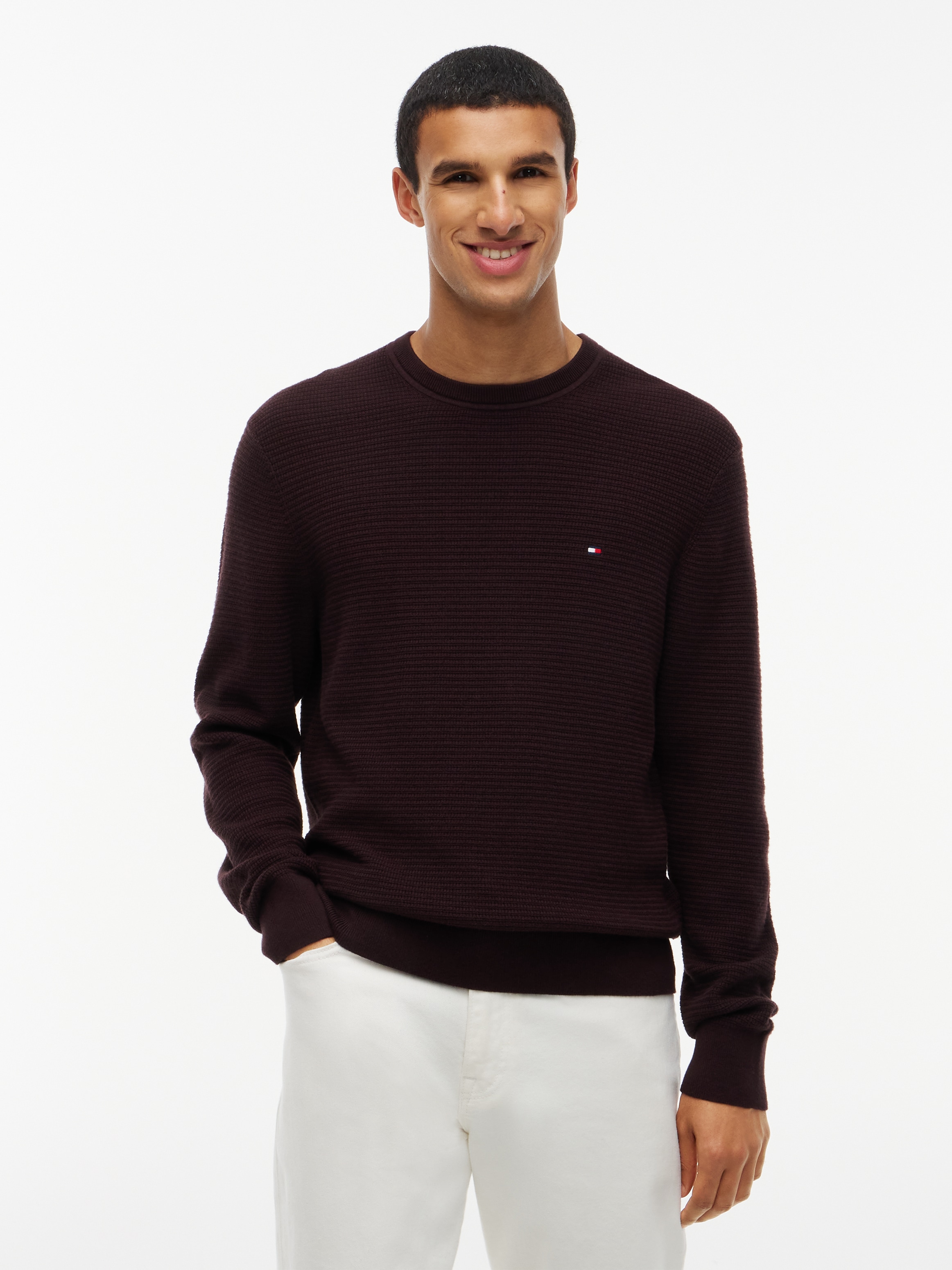 Image of Tommy Hilfiger Rundhalspullover "PIMA COTTON CASHMIR STRUCTURE"