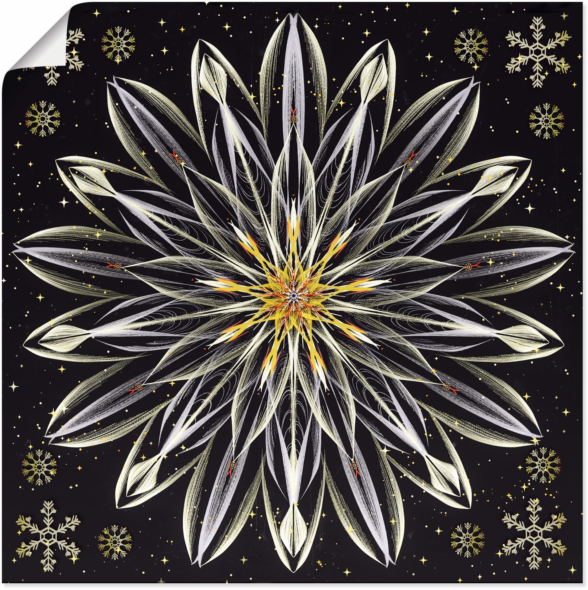 Image of Artland Wandbild »Mandala - Eisblume«, klassische Fantasie, (1 St.), in vielen Grössen & Produktarten - Alubild / Outdoorbild für den Aussenbereich, Leinwandbild, Poster, Wandaufkleber / Wandtattoo auch für Badezimmer geeignet bei Ackermann Versand Schwei