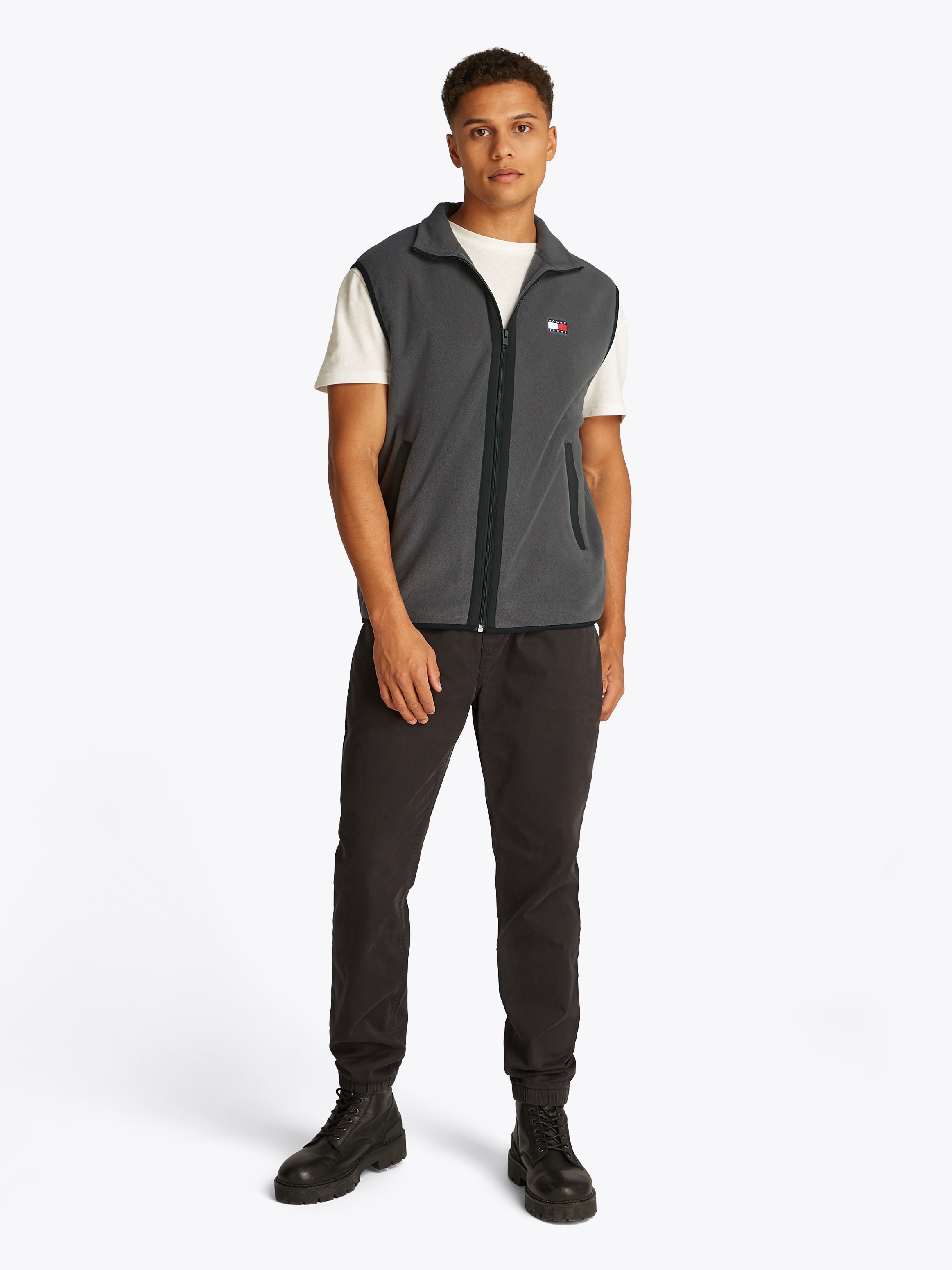 Tommy Jeans Plus Fleeceweste »TJM POLAR FLEECE VEST EXT«, Grosse Grössen, mit kontrastfarbenen Details