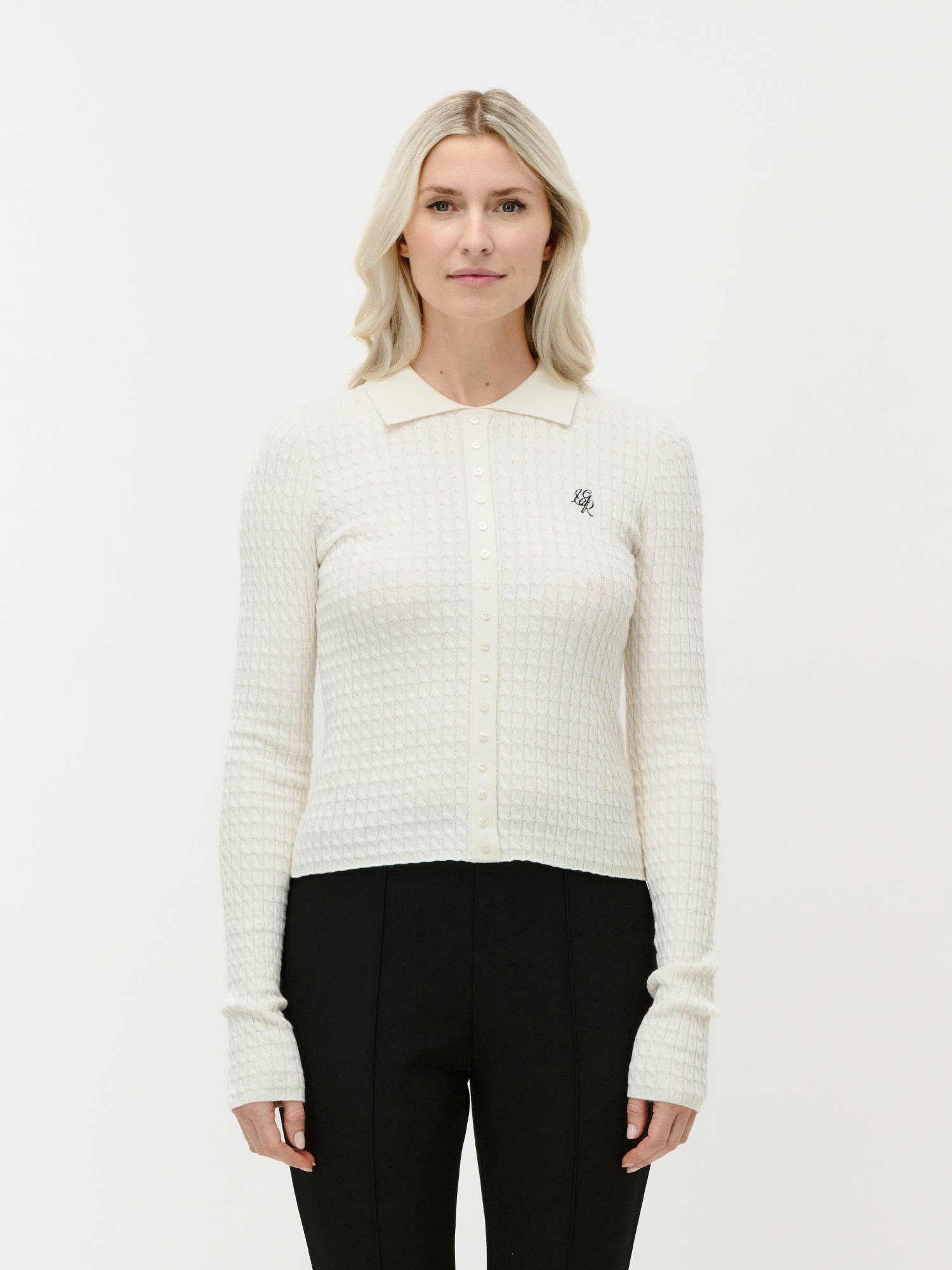 Image of LeGer Polokragenpullover "Manolja, LeGer by Lena Gercke" mit Fake-Knopfleiste, schmale Passform