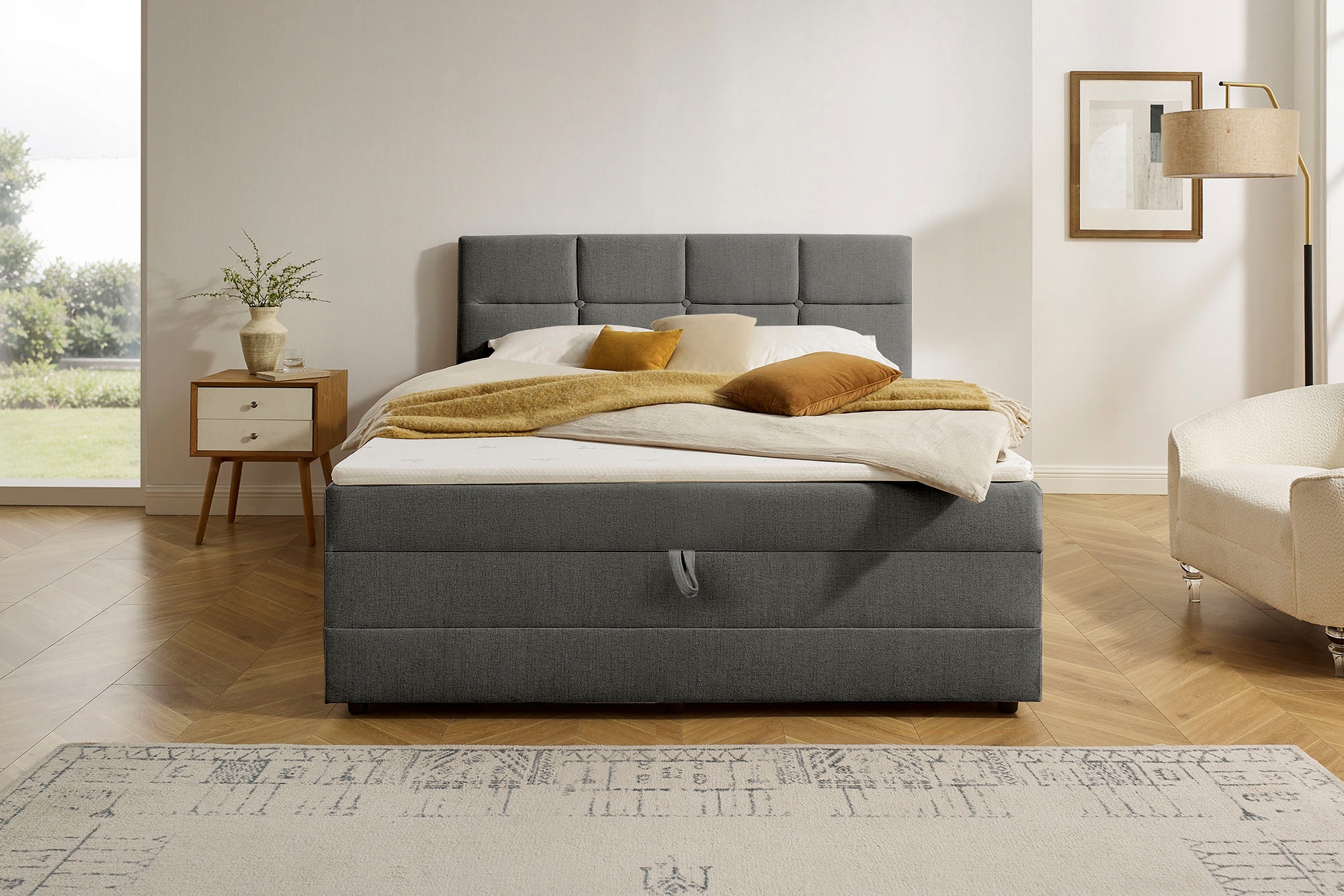 GOODproduct Boxbett »Fillmore inkl. Bettkasten, Liegefläche 140 und 180x200 cm« inkl. Topper, erhältlich in verschiedenen Farben