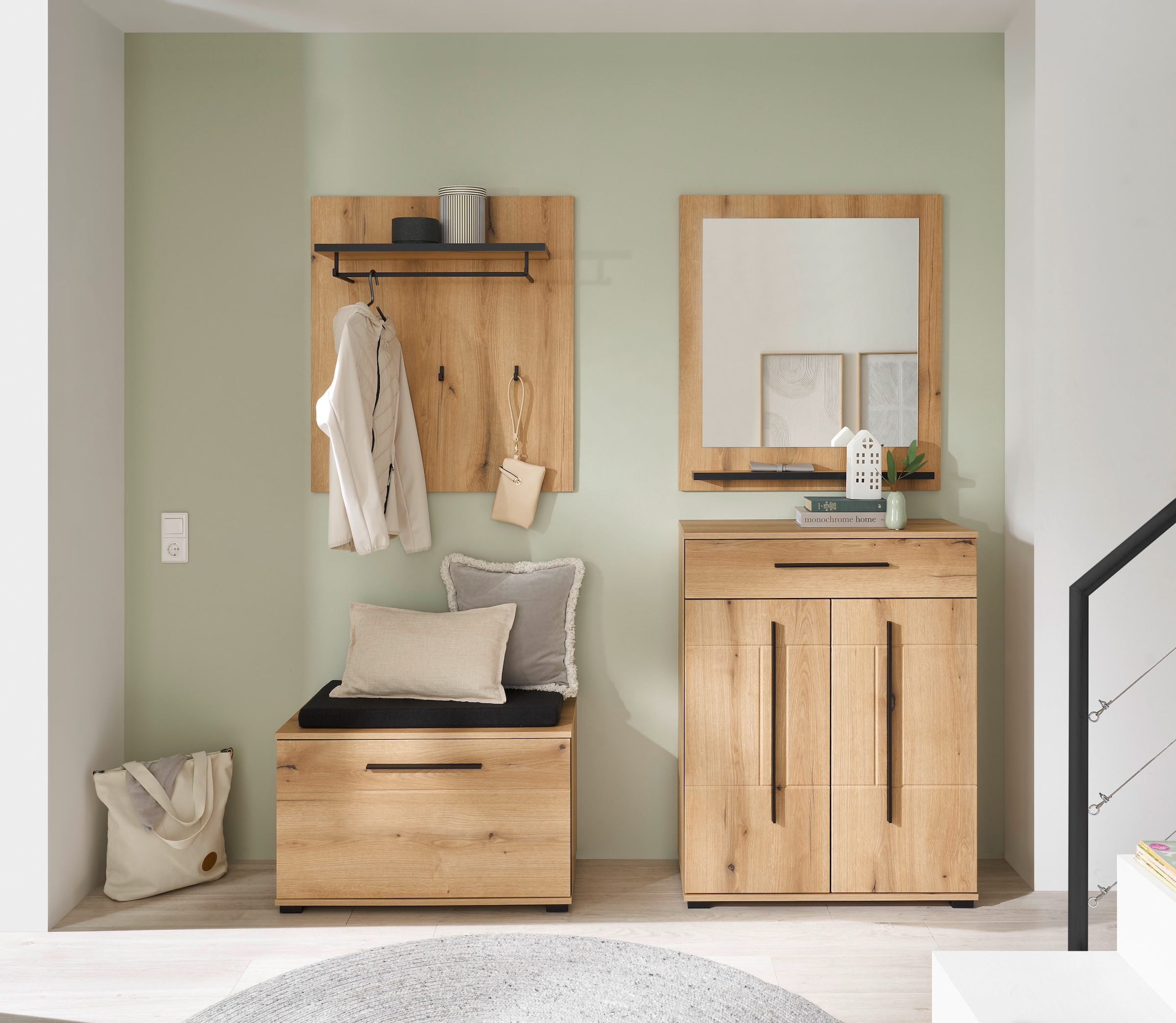 Home affaire Garderobenpaneel »Cantara, Wandregal, Flurgarderobe mit Hutablage, Kleiderstange & Haken« vielseitig einsetzbar, in zwei Farben verfügbar, 79 cm breit