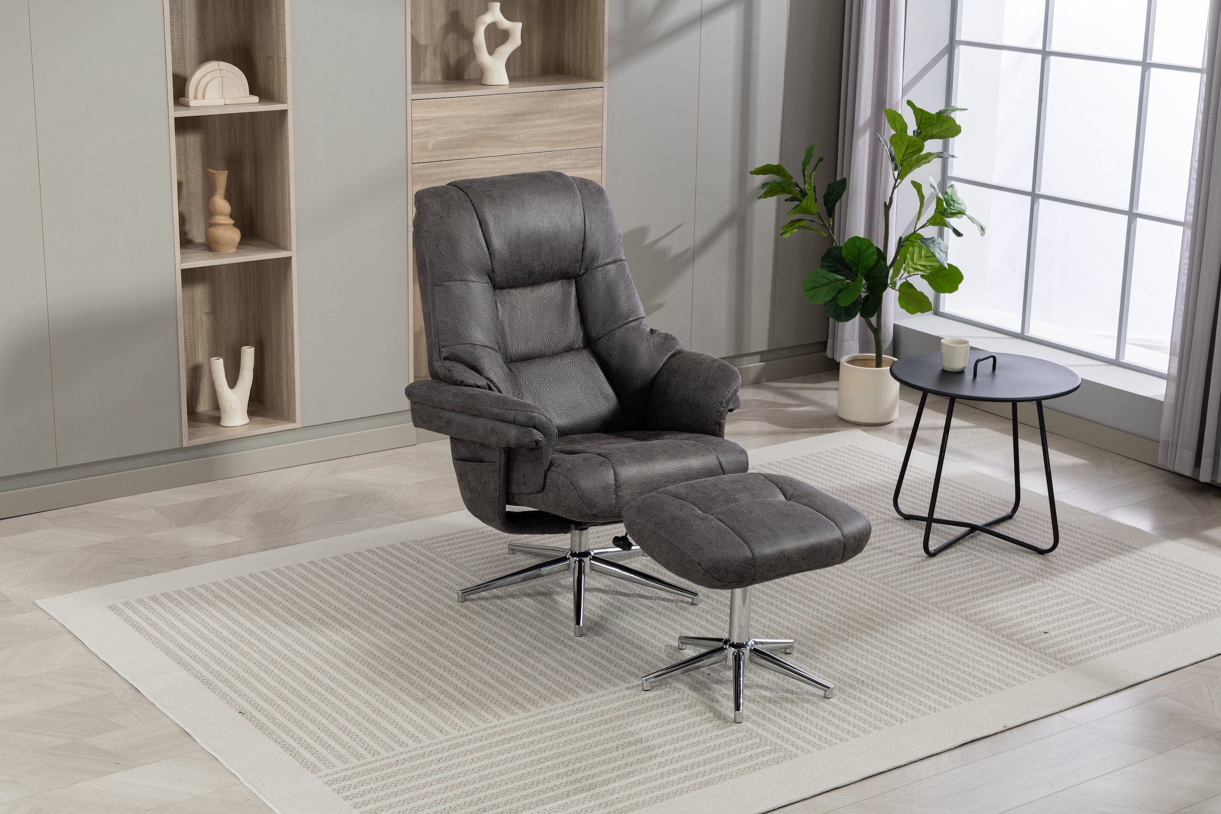 Duo Collection Fauteuil TV »Burnaby« avec tabouret et fonction relax, pivotant à 360 degrés