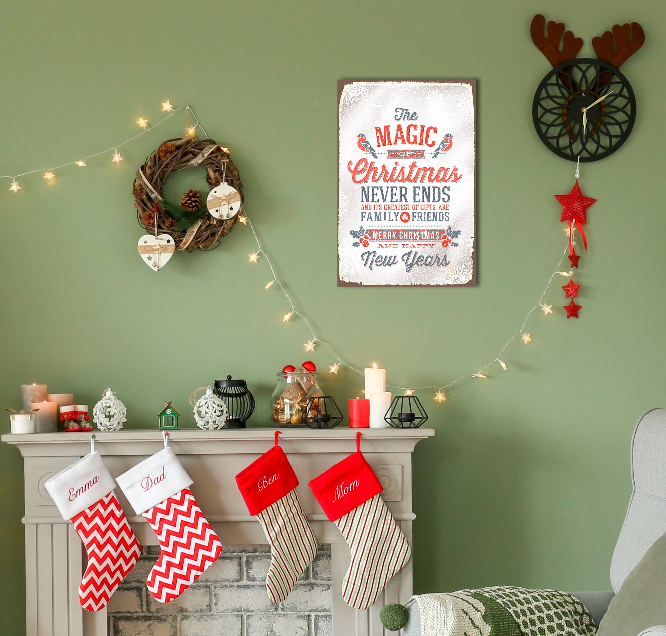 Image of queence Metallbild "The Magic of Christmas" Schriftzug Schriftzüge Sprüche Sprüche & Texte Weihnachten 1 Stk. tlg. Stahlschilder
