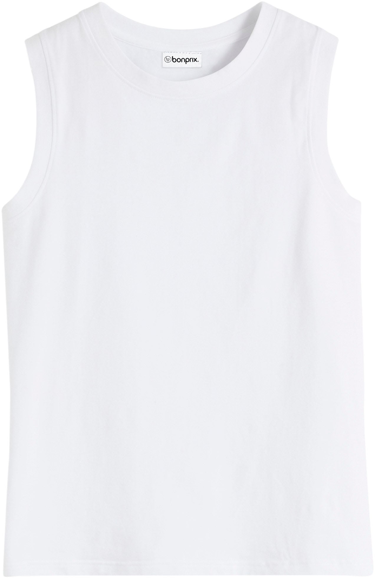 bonprix Haut de chemise »Tanktop mit reiner Baumwolle« coupe étroite, col montant, sans manches