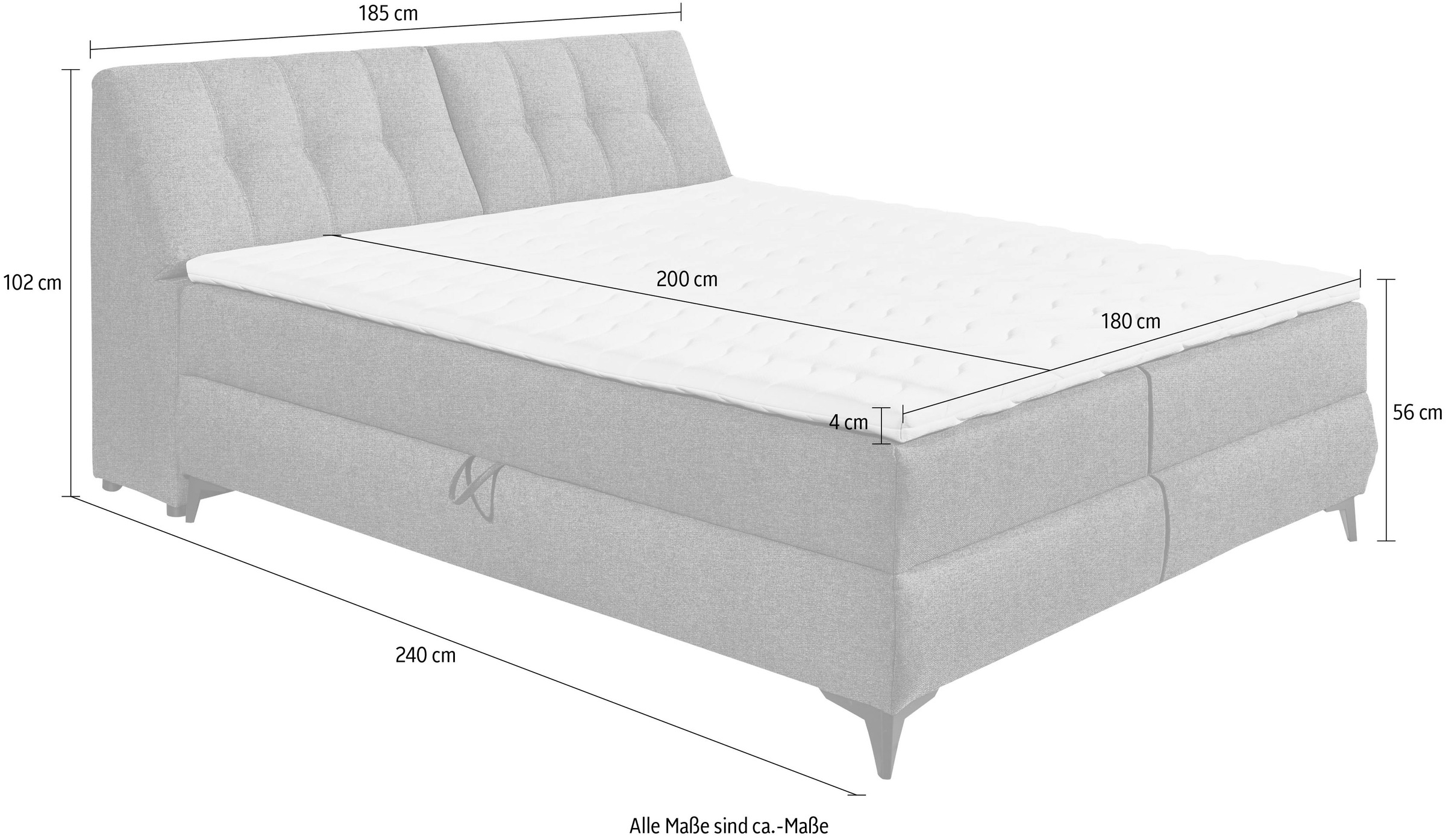 ED EXCITING DESIGN Boxbett »Atlantis« mit Bettkasten und Stauraum im Kopfteil