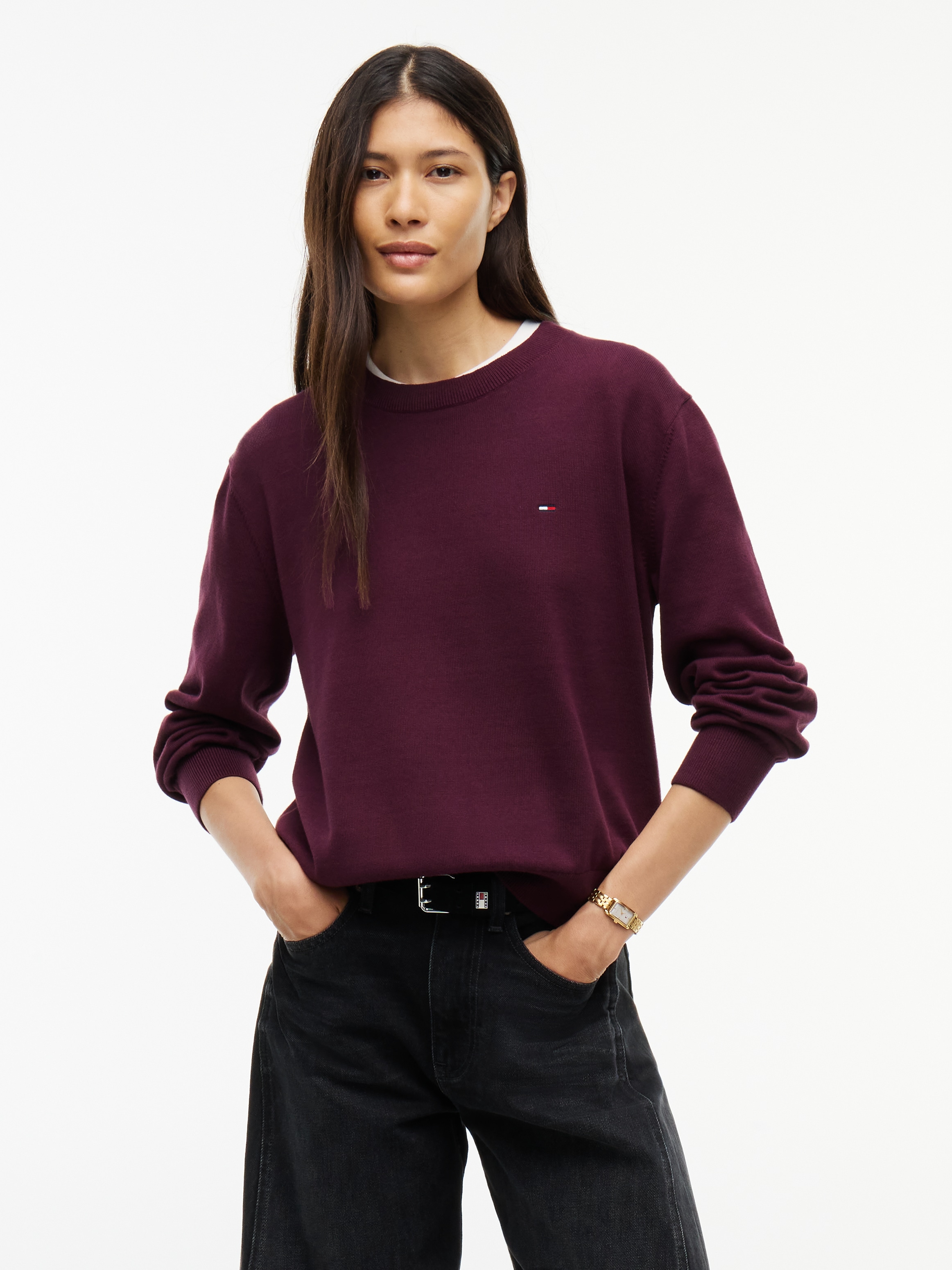 Image of Tommy Jeans Rundhalspullover "TJW ESSENTIAL CREW SWEATER EXT" Baumwolle