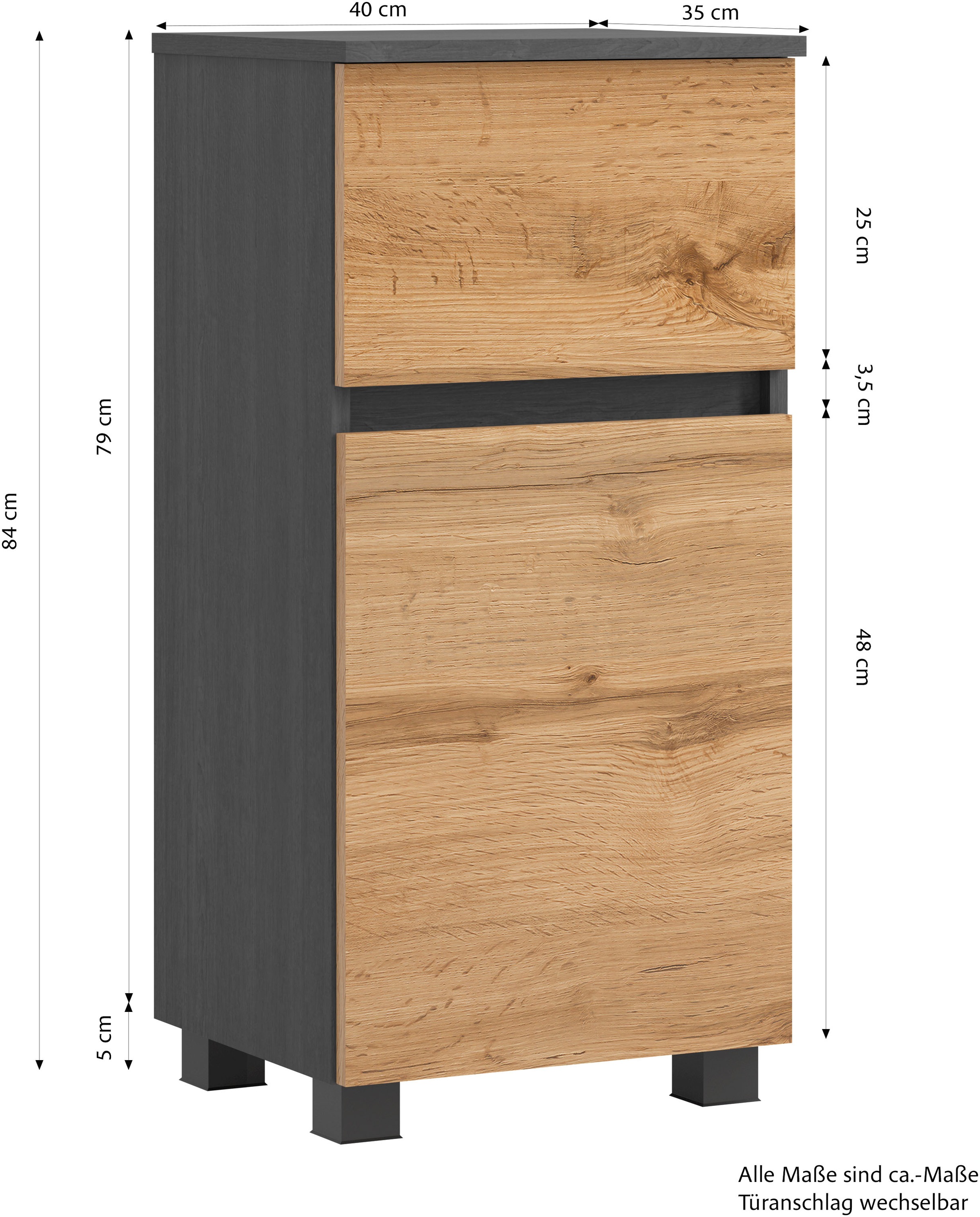 GOODproduct Badmöbel-Set »BOZEN, 4-tlg. Unterbecken-Set - Midischrank«