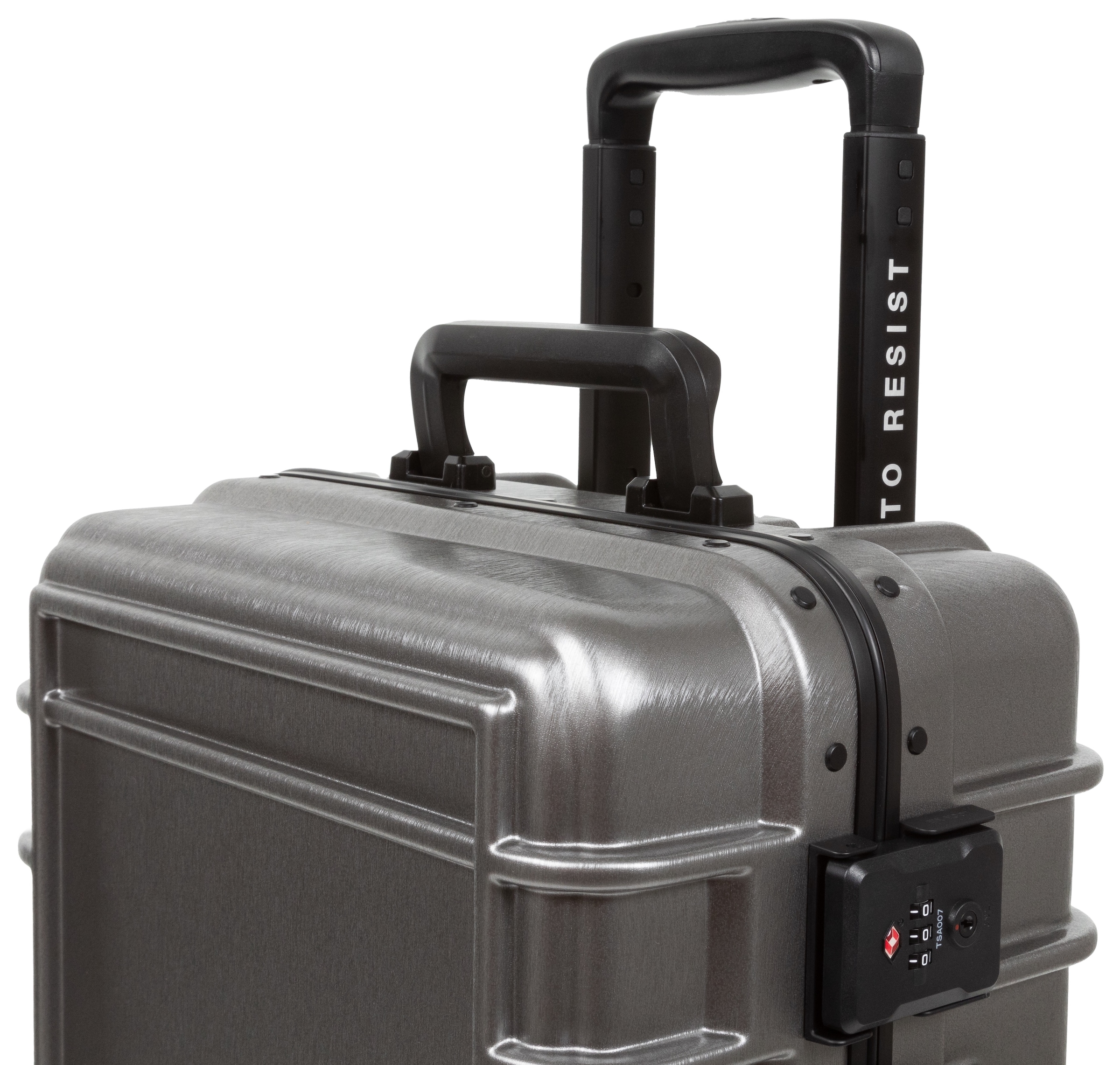 Eastpak Hartschalen-Trolley »RESIST'R CASE S BRUSHED METAL mit 30 Jahren Garantie«, 4 Rollen, Reisegepäck Handgepäck-Koffer TSA-Zahlenschloss