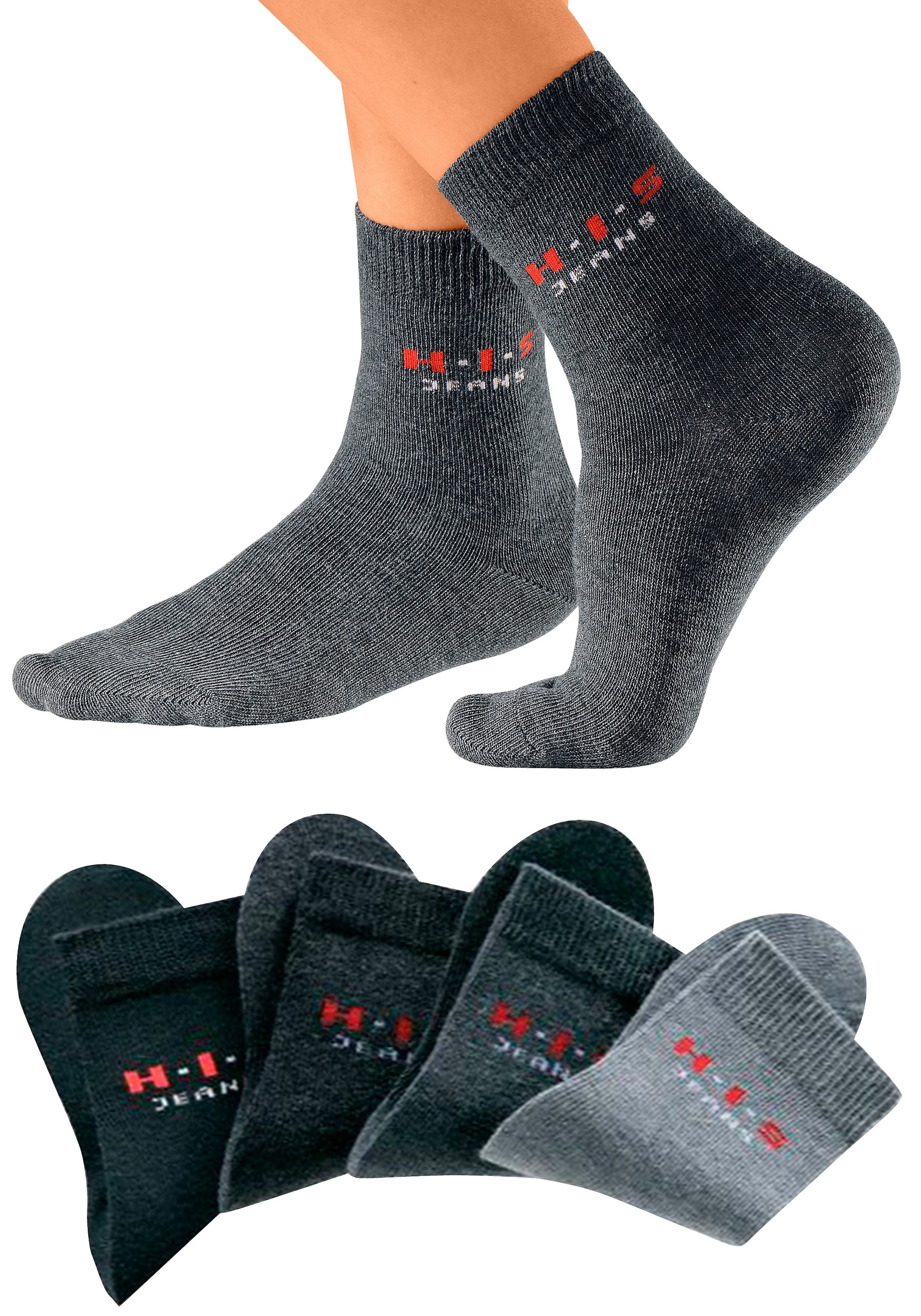 H.I.S Basicsocken, Paar), Logo auf mit versandkostenfrei kontrasfarbenem (4