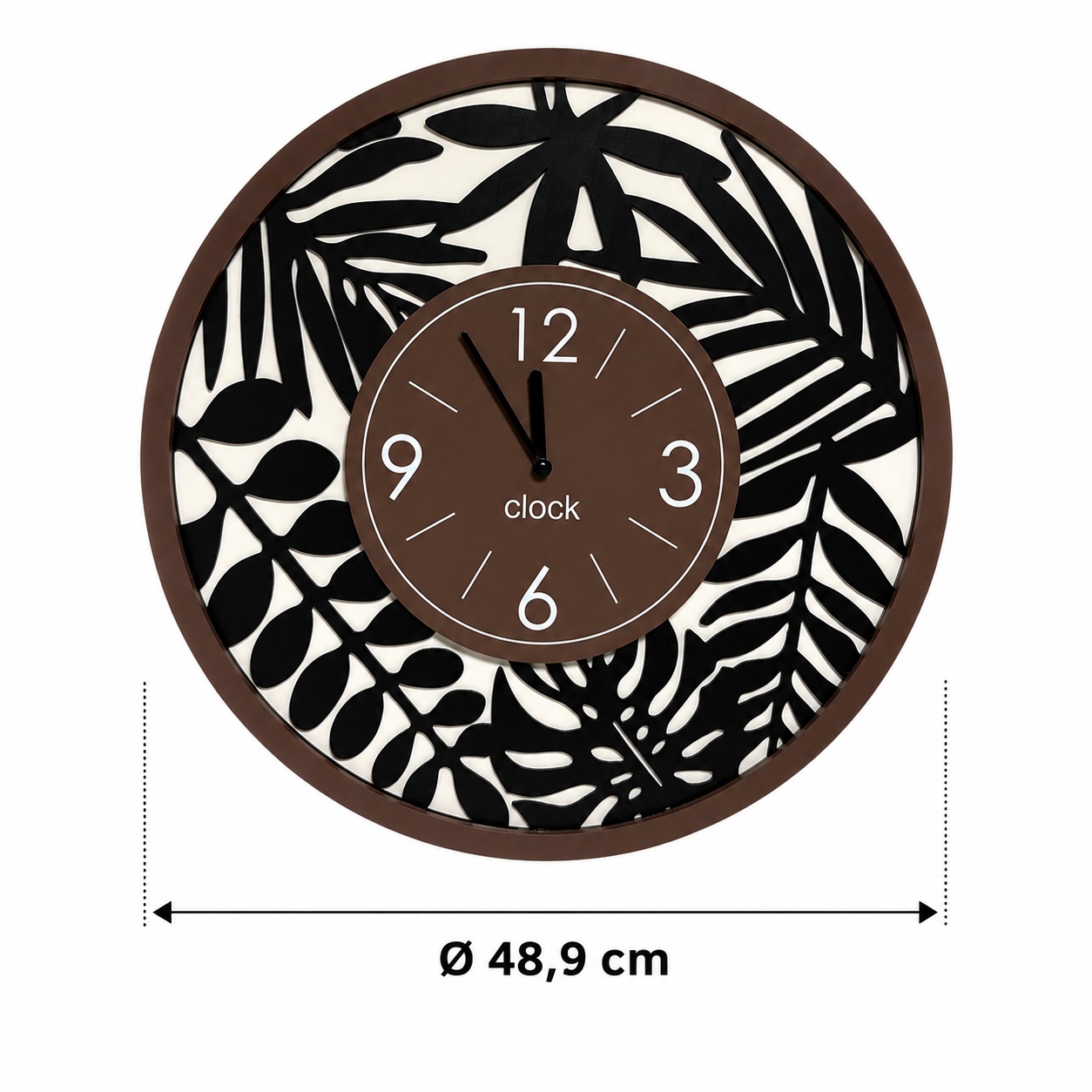 GOODproduct Uhr »dekoratives Blattmotiv, aus MDF gefertigt« runde, grosse Wanduhr mit Quarzuhrwerk, ca.49cm