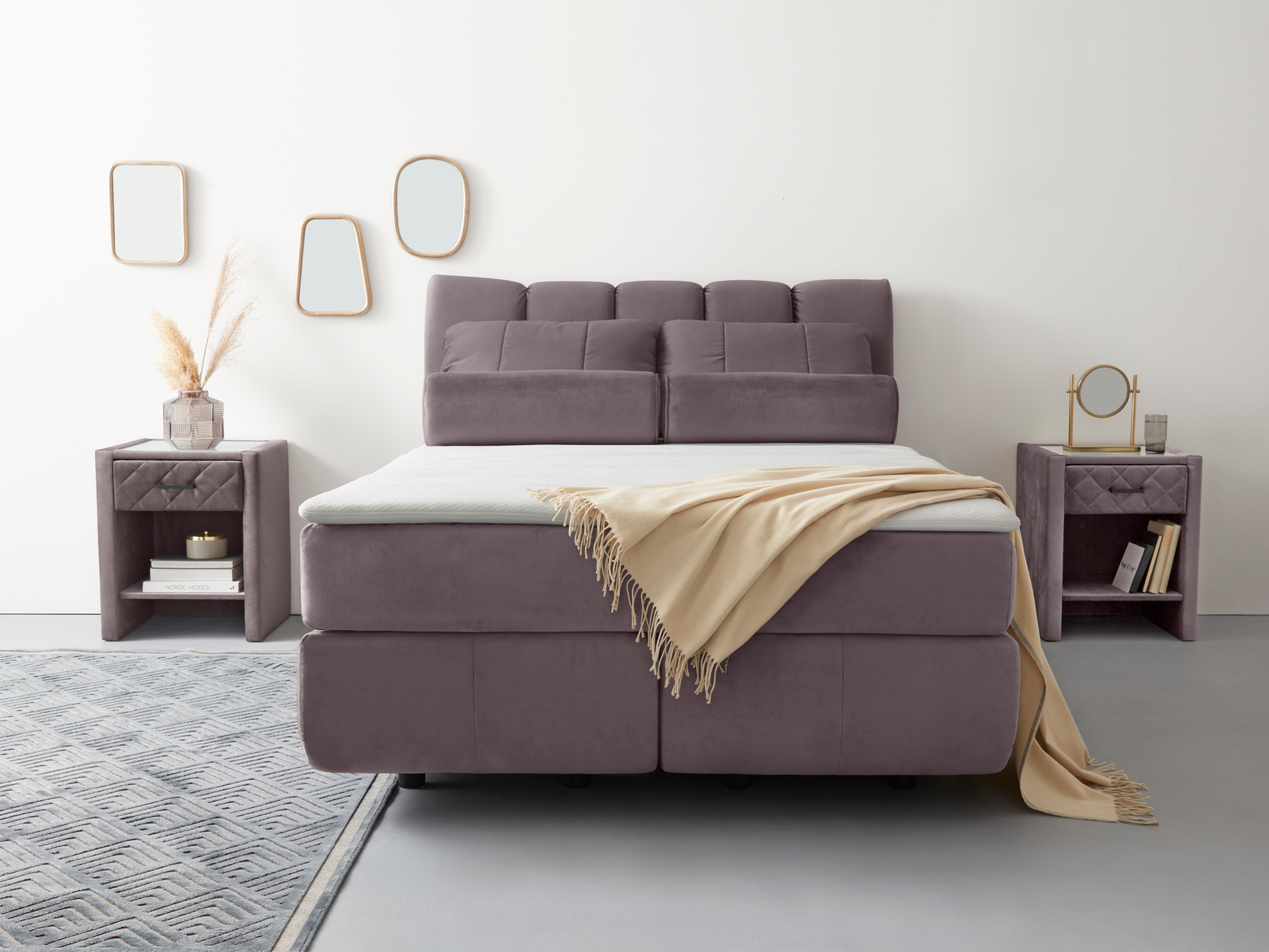 Home affaire Boxspringbett »Océane« Bodenfrei- wirkt freischwebend, verschiedene Härtegrade (auch H4)