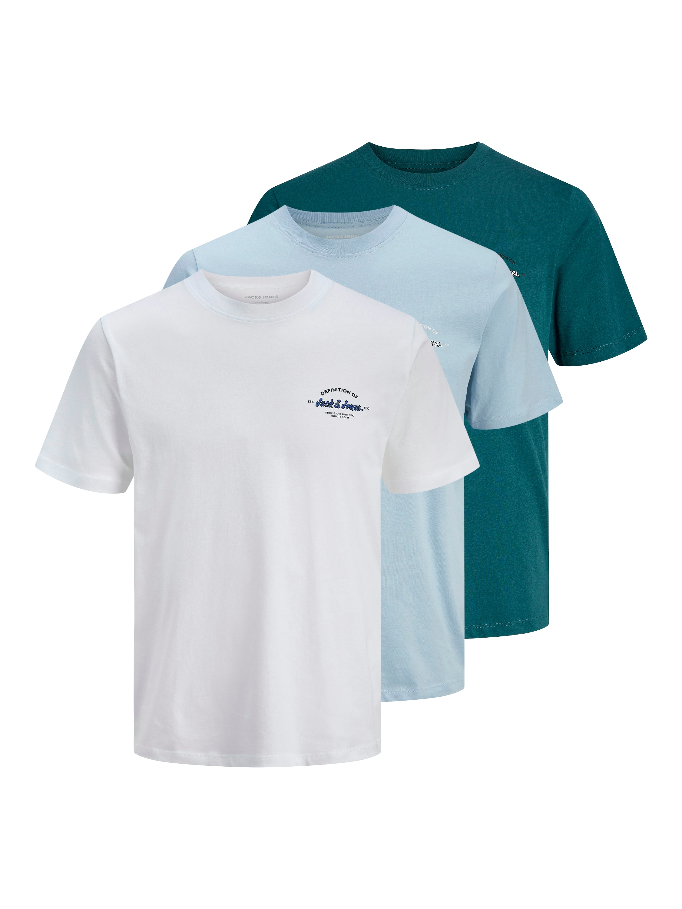 Image of Jack & Jones T-Shirt "JJBRANDON TEE SS CREW NECK 3PK MP" Packung, 3 tlg. mit kleinem Brustmotiv