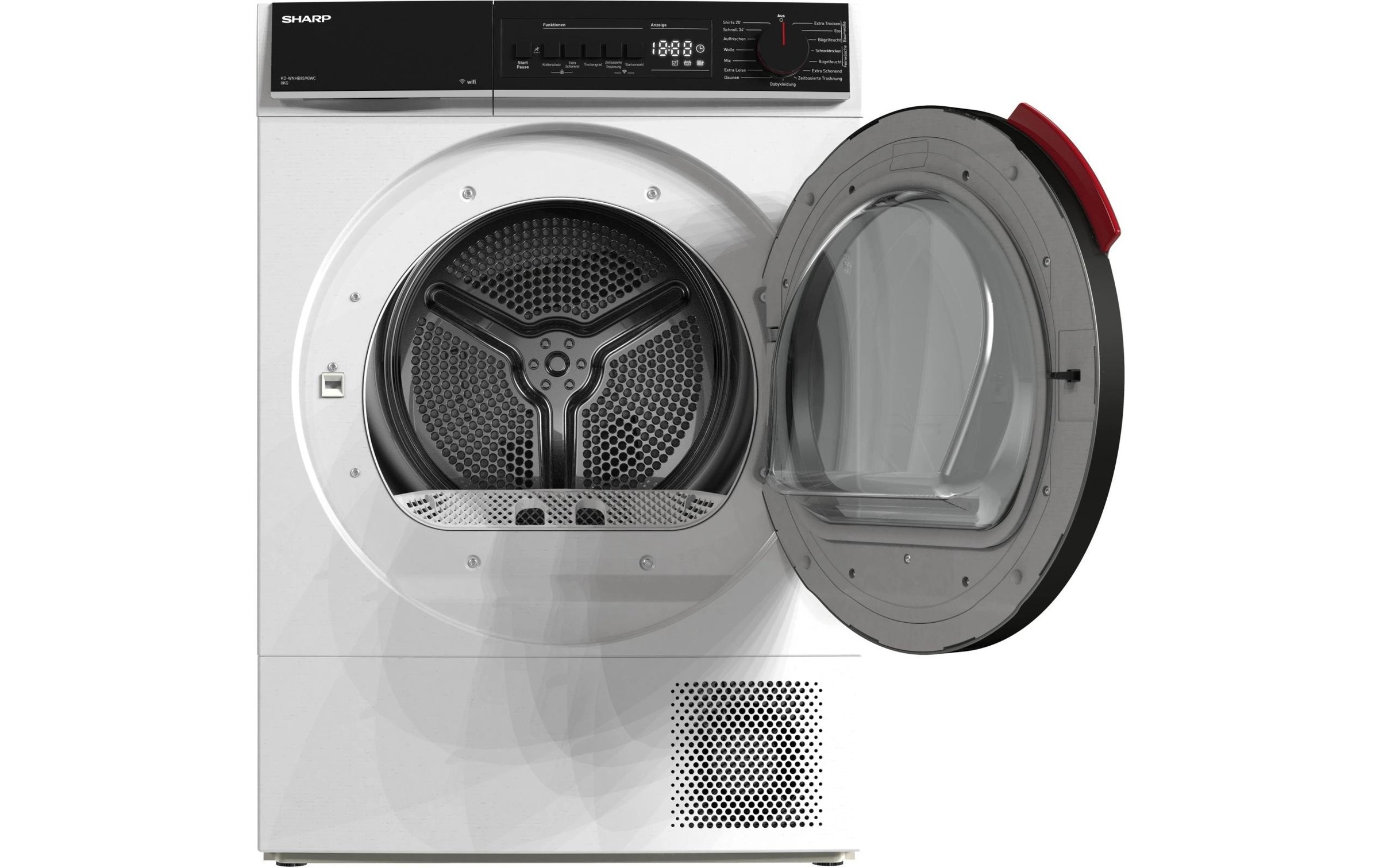 Sharp Wärmepumpentrockner »KD-WNHB8S9GWC-DE« 8kg / +WIFI / EEKC / 2 Tasten / XXL-Tür voll-schwarz / Weiss